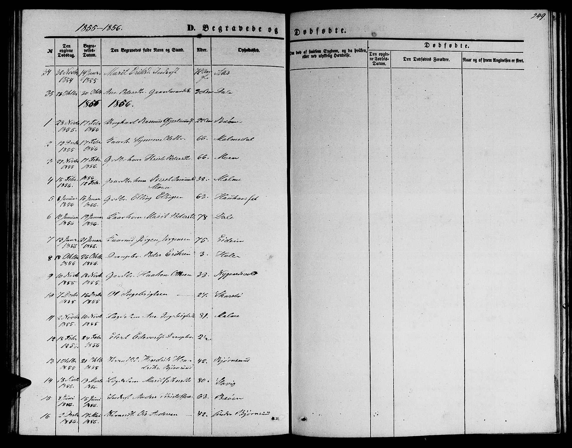 Ministerialprotokoller, klokkerbøker og fødselsregistre - Møre og Romsdal, AV/SAT-A-1454/565/L0753: Parish register (copy) no. 565C02, 1845-1870, p. 249