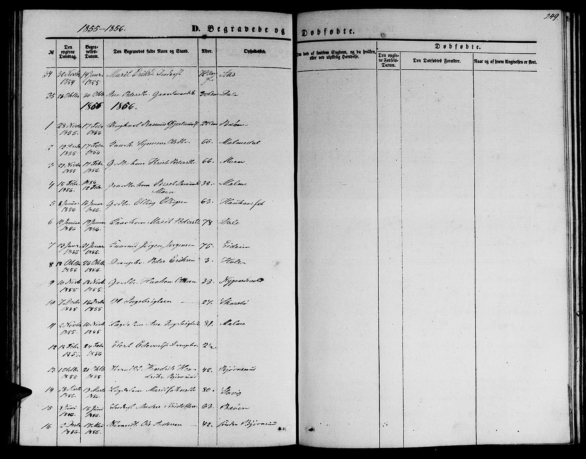 Ministerialprotokoller, klokkerbøker og fødselsregistre - Møre og Romsdal, AV/SAT-A-1454/565/L0753: Parish register (copy) no. 565C02, 1845-1870, p. 249