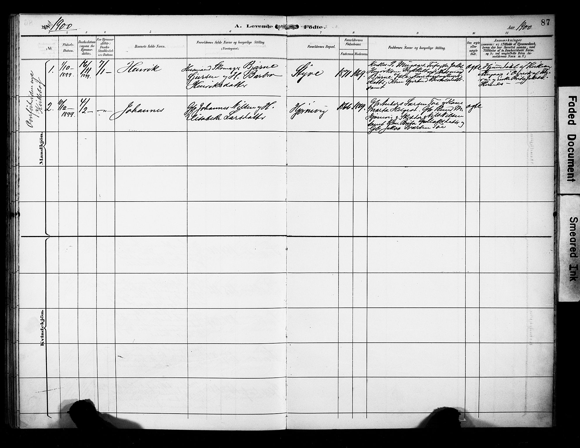Evanger sokneprestembete, SAB/A-99924: Parish register (official) no. A 2, 1892-1899, p. 87