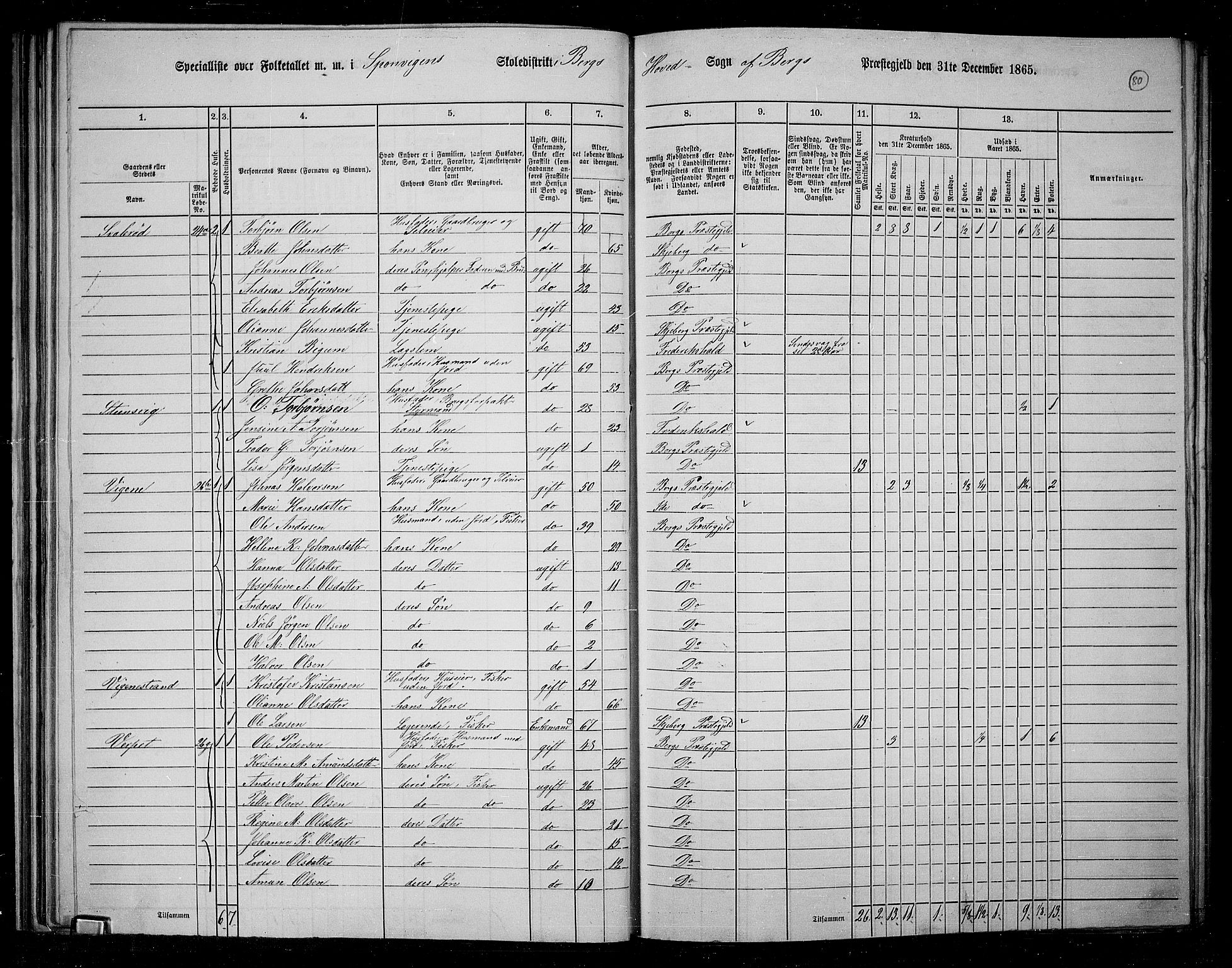 RA, 1865 census for Berg, 1865, p. 73