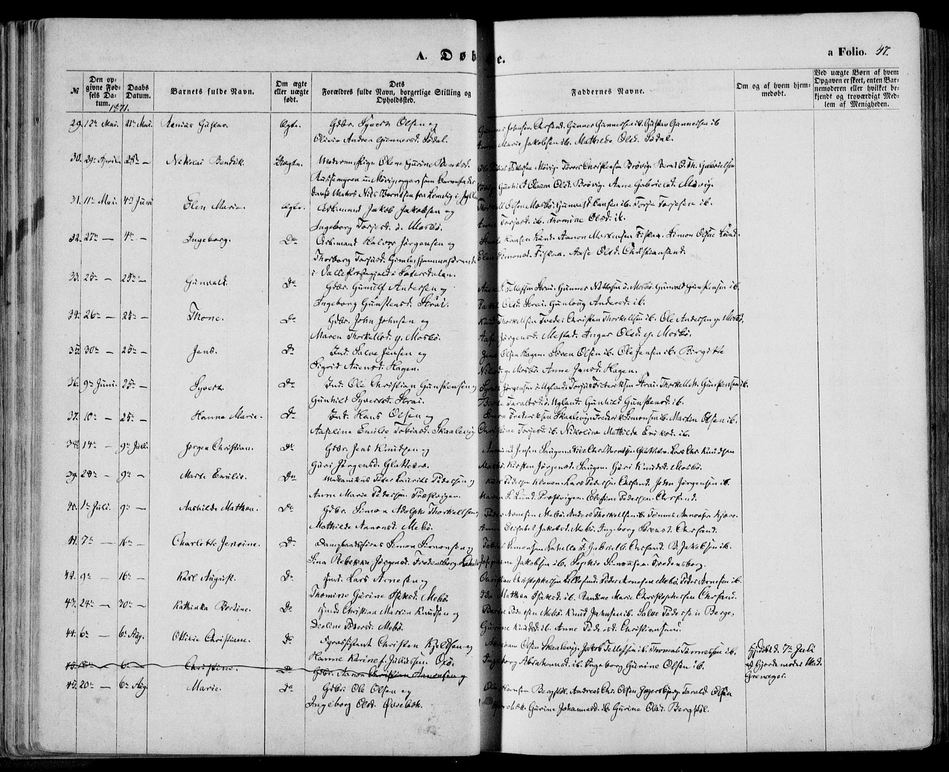 Oddernes sokneprestkontor, AV/SAK-1111-0033/F/Fa/Faa/L0008: Parish register (official) no. A 8, 1864-1880, p. 47