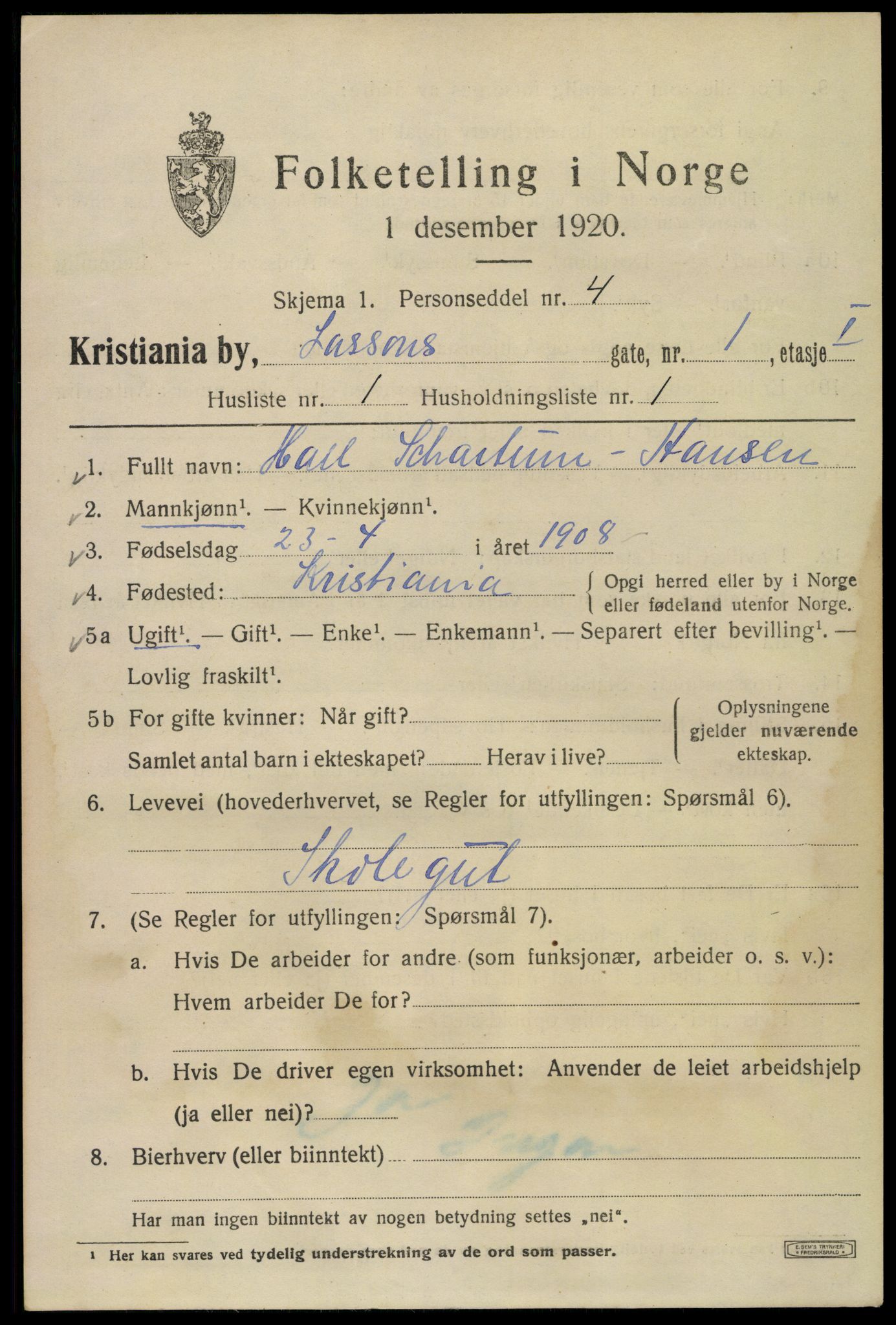 SAO, 1920 census for Kristiania, 1920, p. 361843