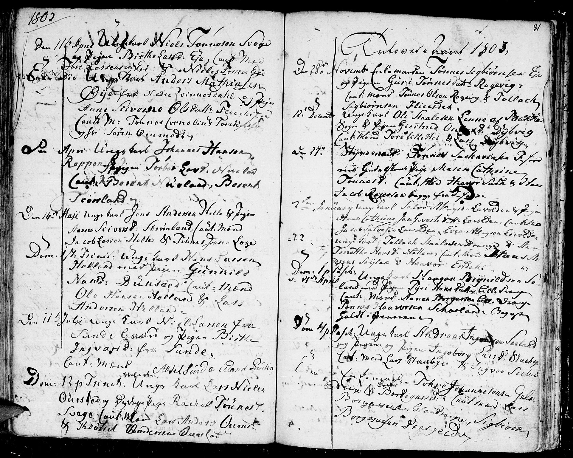 Flekkefjord sokneprestkontor, SAK/1111-0012/F/Fb/Fbc/L0002: Parish register (copy) no. B 2, 1801-1816, p. 81