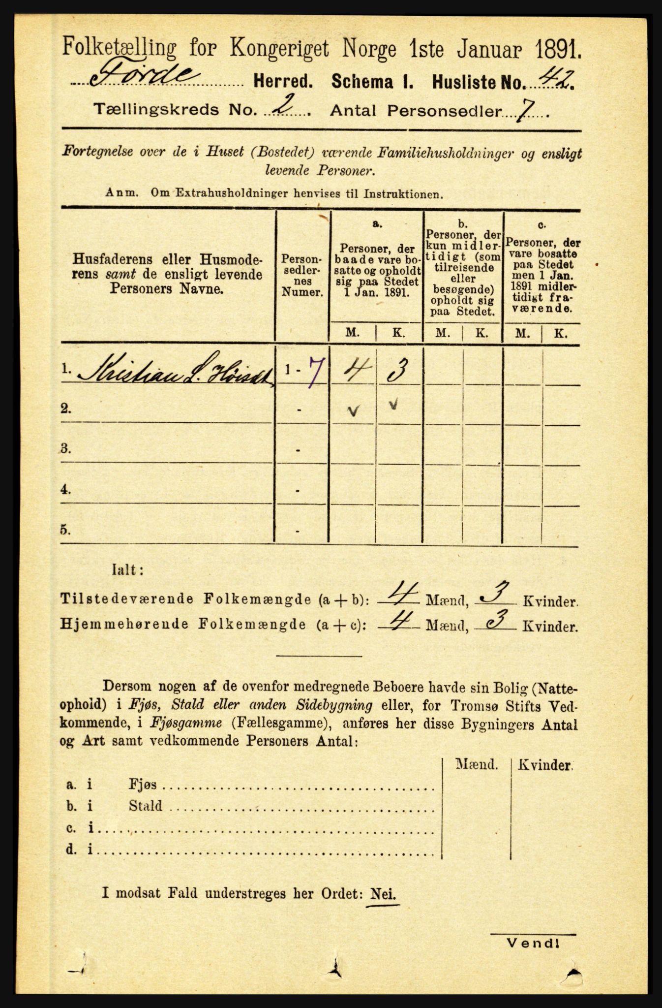 RA, 1891 census for 1432 Førde, 1891, p. 445