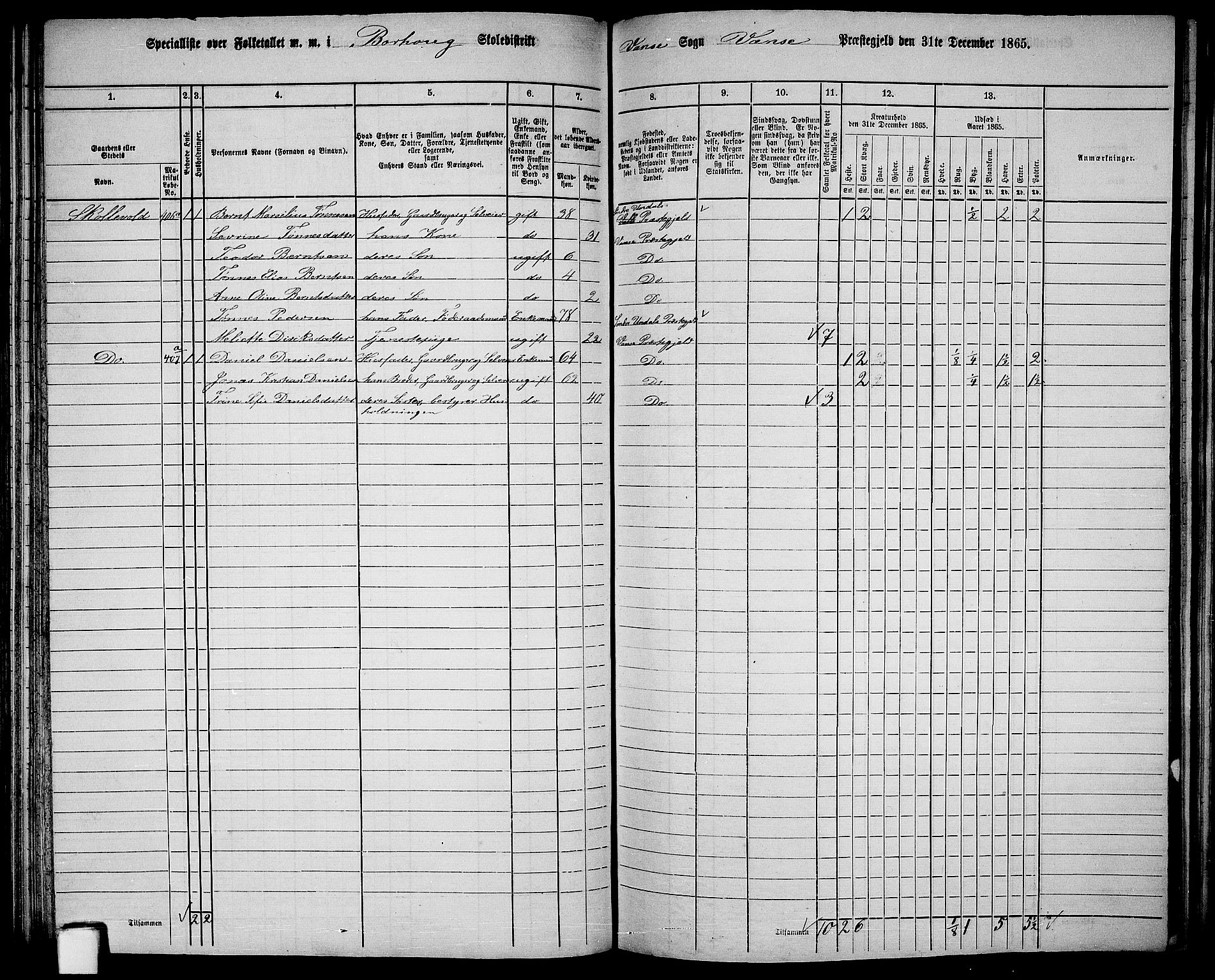 RA, 1865 census for Vanse/Vanse og Farsund, 1865, p. 133