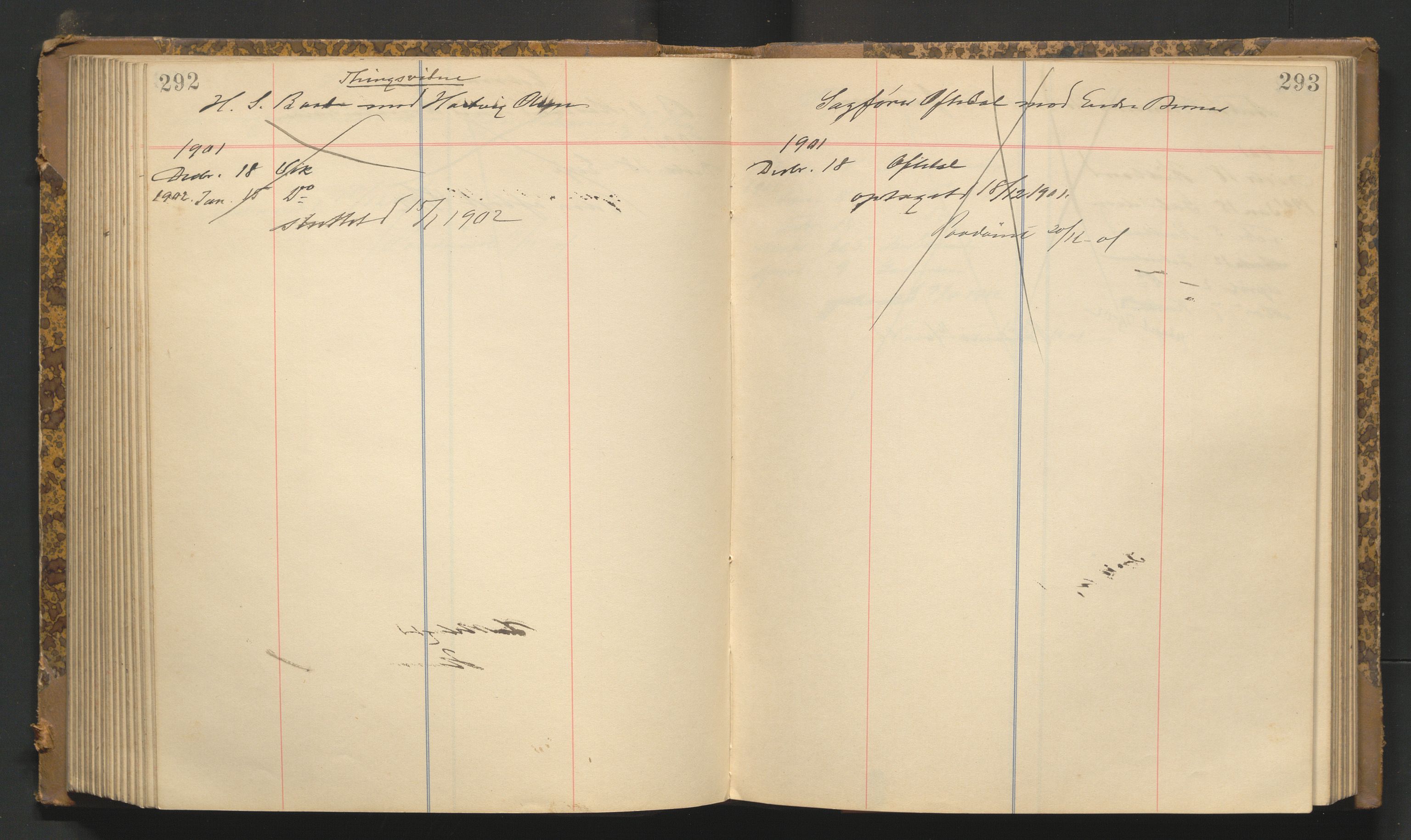 Stavanger byfogd, AV/SAST-A-101408/001/3/32/32A/L0003: Saksliste for Stavanger byting, 1900-1903, p. 292-293