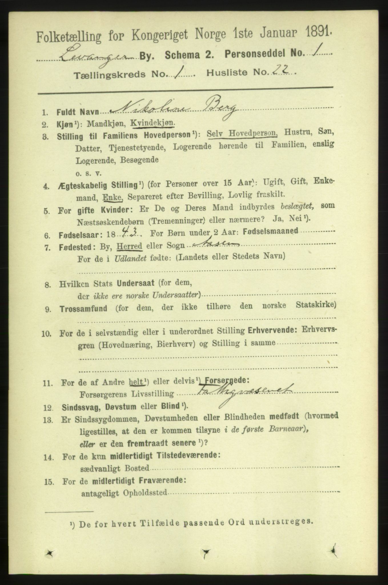 RA, 1891 census for 1701 Levanger, 1891, p. 285