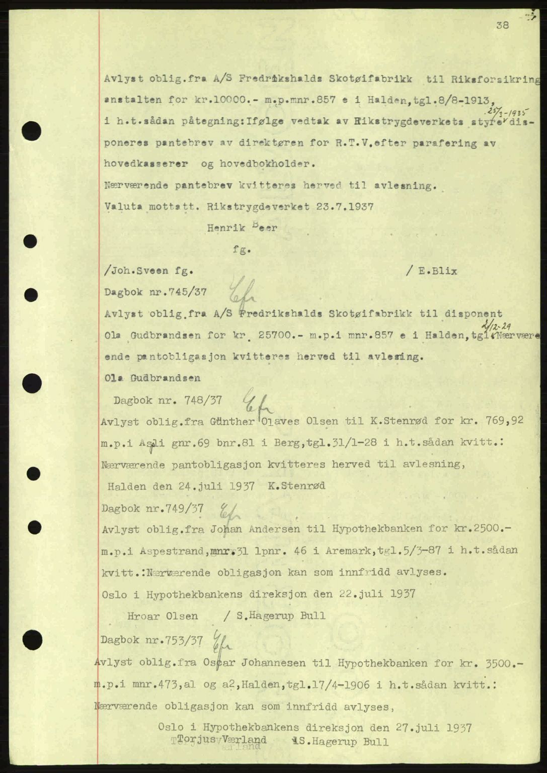 Idd og Marker sorenskriveri, AV/SAO-A-10283/G/Gb/Gbc/L0001: Mortgage book no. B1-3, 1936-1939, Diary no: : 745/1937