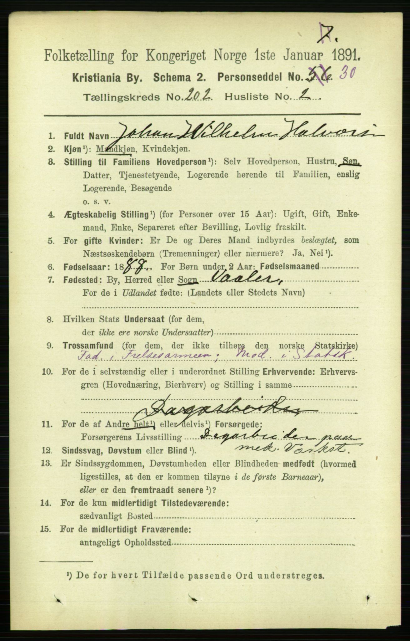 RA, 1891 census for 0301 Kristiania, 1891, p. 121576