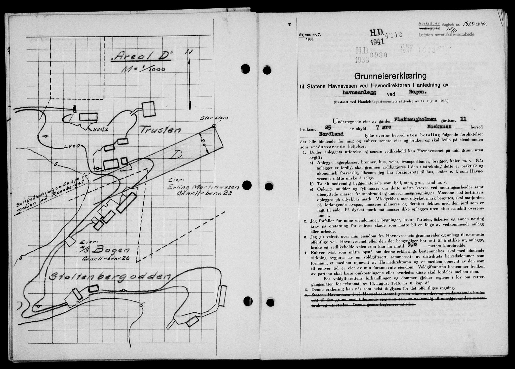 Lofoten sorenskriveri, SAT/A-0017/1/2/2C/L0009a: Mortgage book no. 9a, 1941-1942, Diary no: : 1927/1941