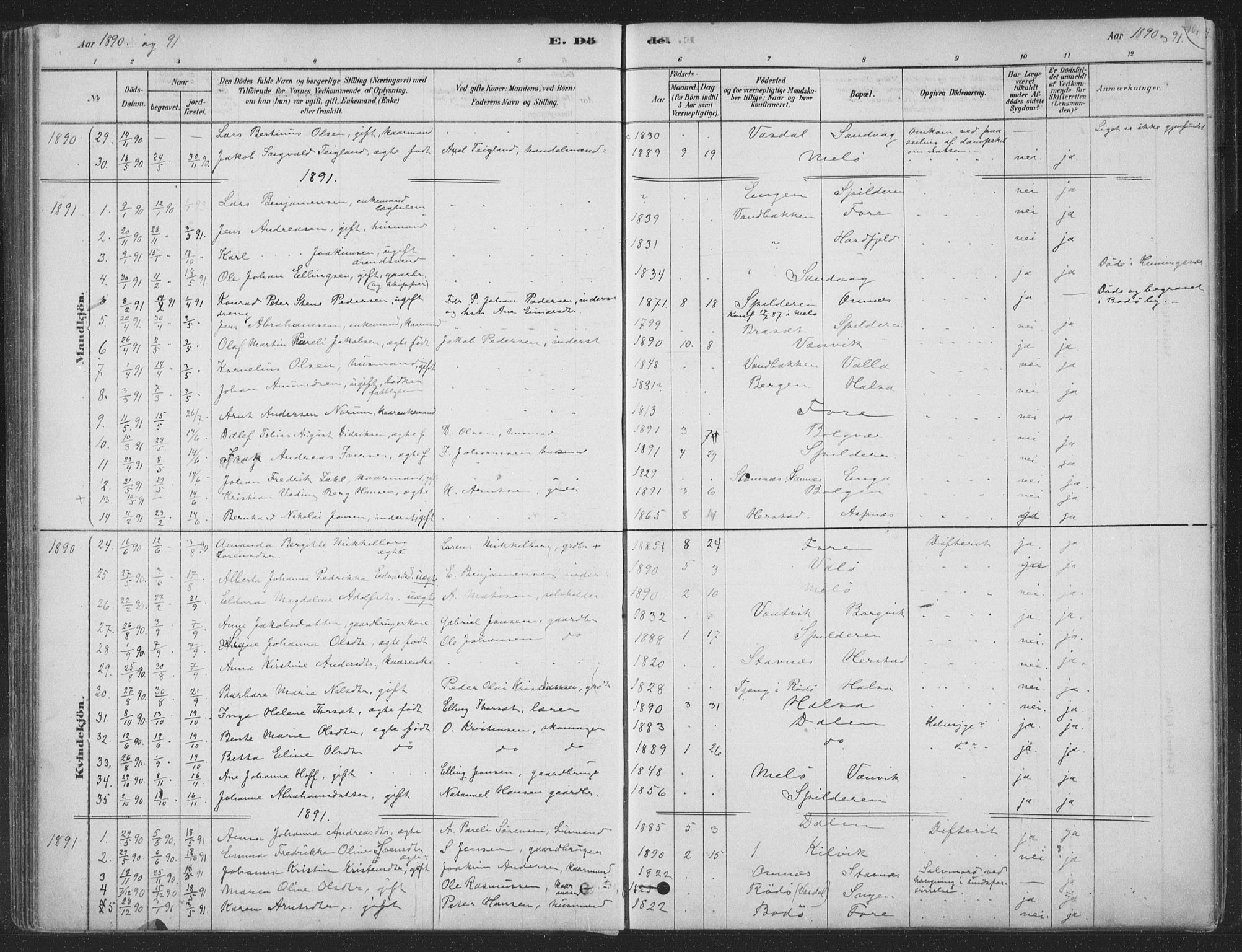 Ministerialprotokoller, klokkerbøker og fødselsregistre - Nordland, SAT/A-1459/843/L0627: Parish register (official) no. 843A02, 1878-1908, p. 101