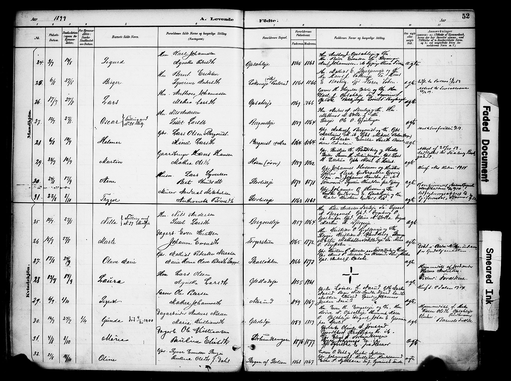 Ringsaker prestekontor, SAH/PREST-014/K/Ka/L0016: Parish register (official) no. 16, 1891-1904, p. 52