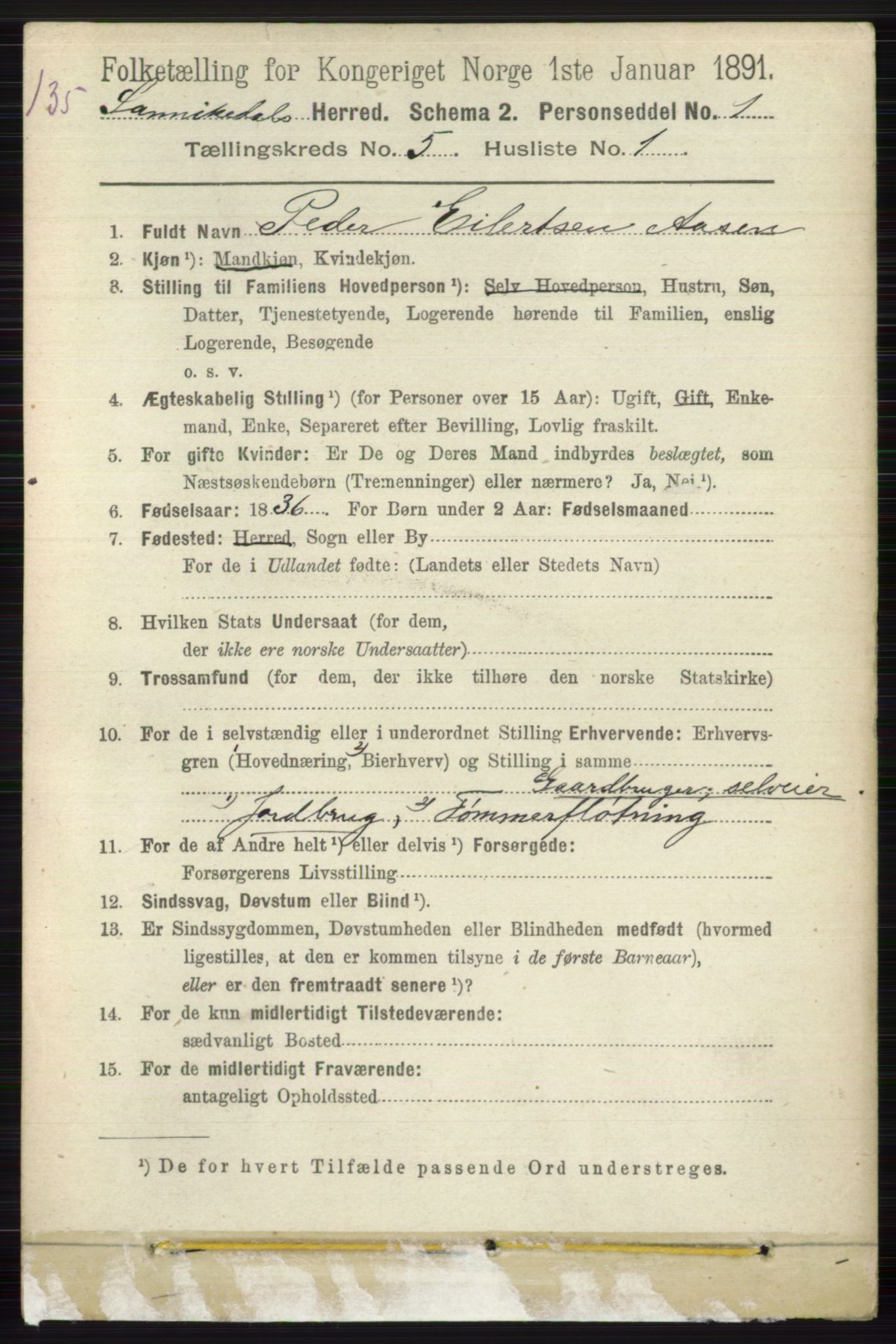 RA, 1891 census for 0816 Sannidal, 1891, p. 2040