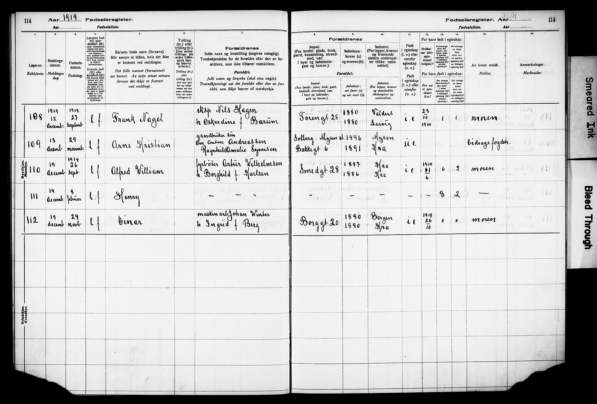 Grønland prestekontor Kirkebøker, AV/SAO-A-10848/J/Ja/L0001: Birth register no. 1, 1916-1922, p. 114