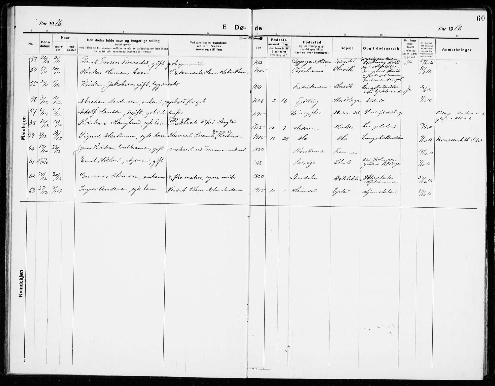 Sandar kirkebøker, AV/SAKO-A-243/F/Fa/L0020: Parish register (official) no. 20, 1915-1919, p. 60