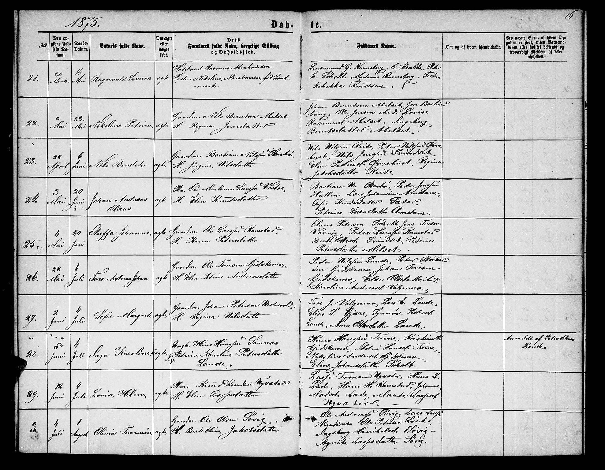 Ministerialprotokoller, klokkerbøker og fødselsregistre - Møre og Romsdal, AV/SAT-A-1454/522/L0325: Parish register (copy) no. 522C04, 1872-1877, p. 16