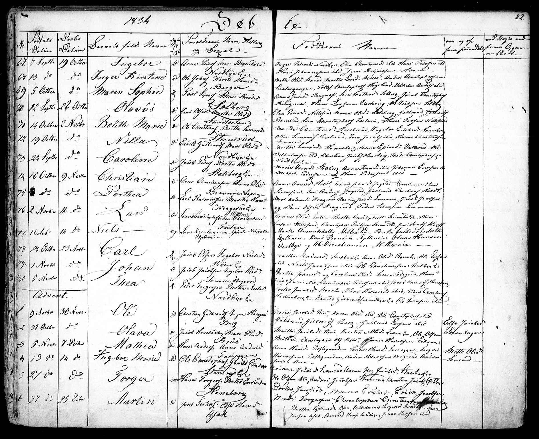 Skedsmo prestekontor Kirkebøker, AV/SAO-A-10033a/F/Fa/L0009: Parish register (official) no. I 9, 1830-1853, p. 22