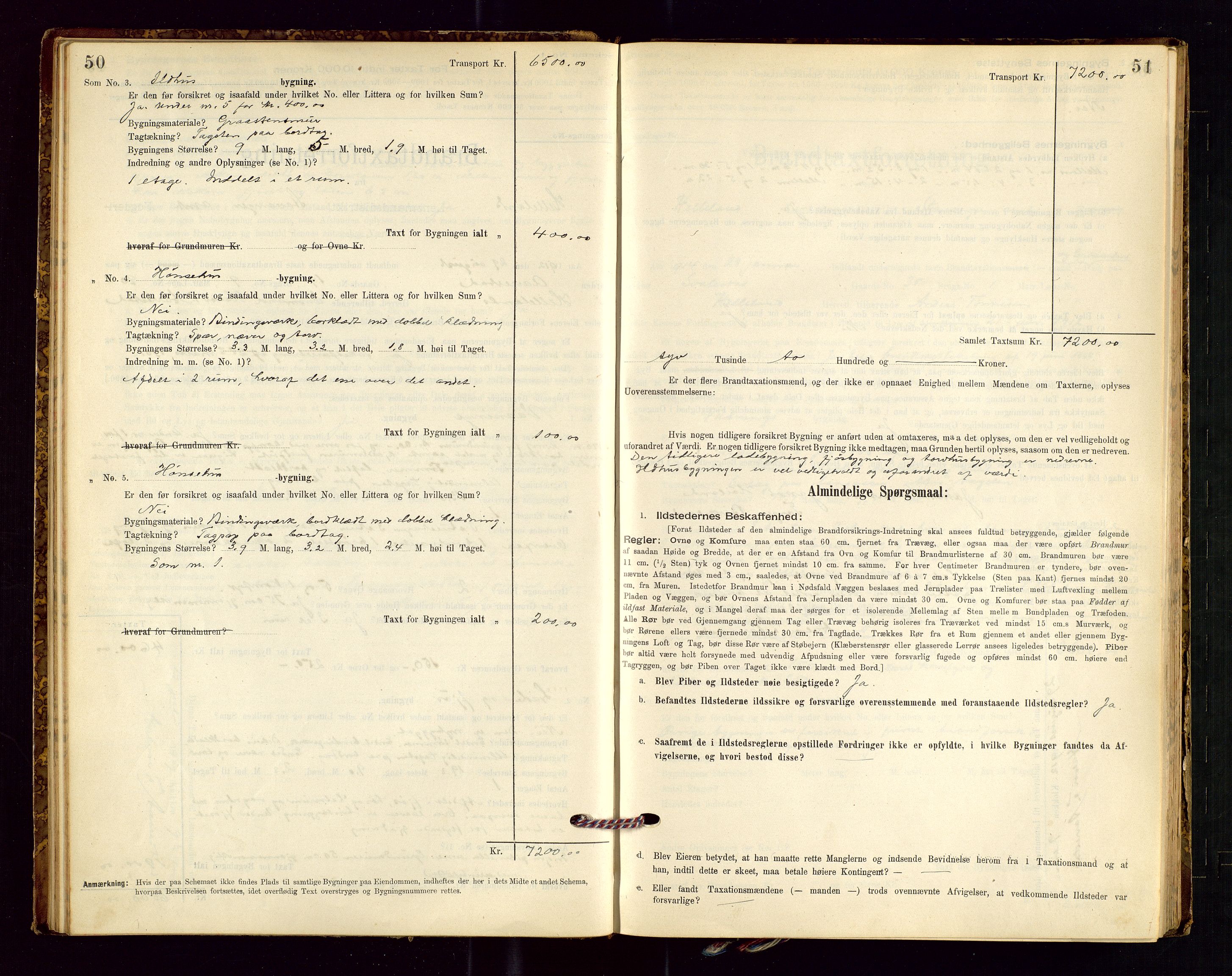 Helleland lensmannskontor, SAST/A-100209/Gob/L0001: "Brandtaxationsprotokol", 1896-1919, p. 50-51