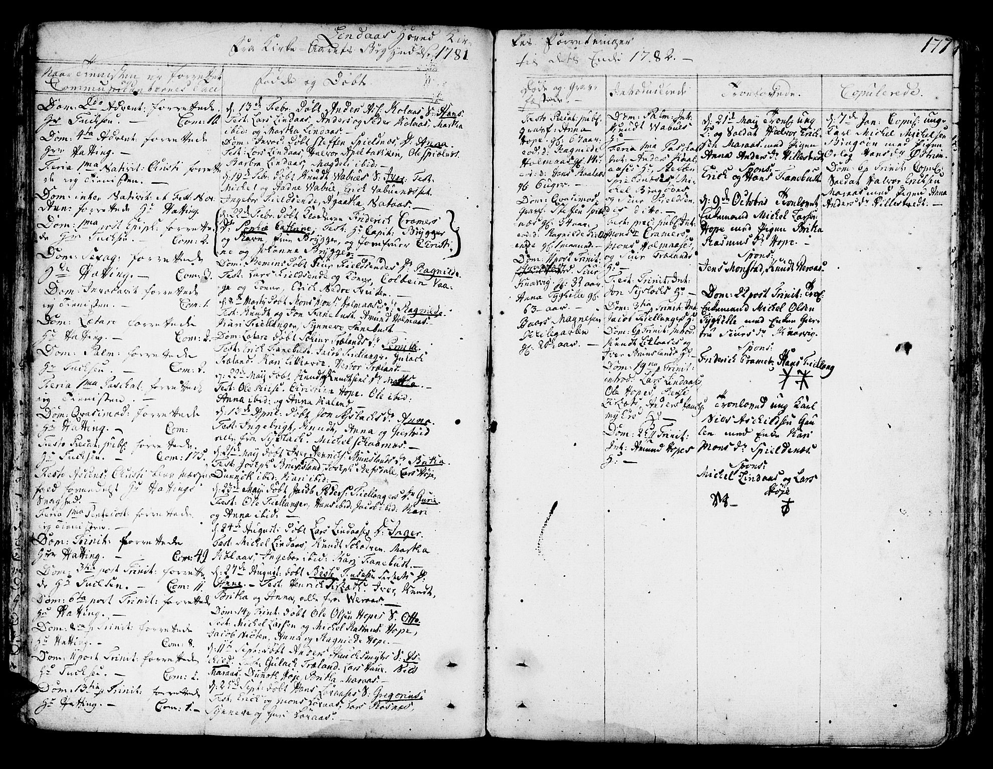 Lindås Sokneprestembete, SAB/A-76701/H/Haa: Parish register (official) no. A 4, 1764-1791, p. 177
