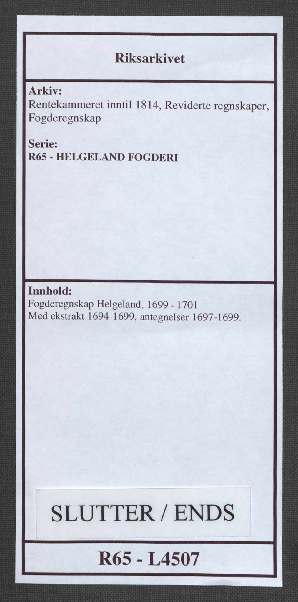 Rentekammeret inntil 1814, Reviderte regnskaper, Fogderegnskap, AV/RA-EA-4092/R65/L4507: Fogderegnskap Helgeland, 1699-1701, p. 391