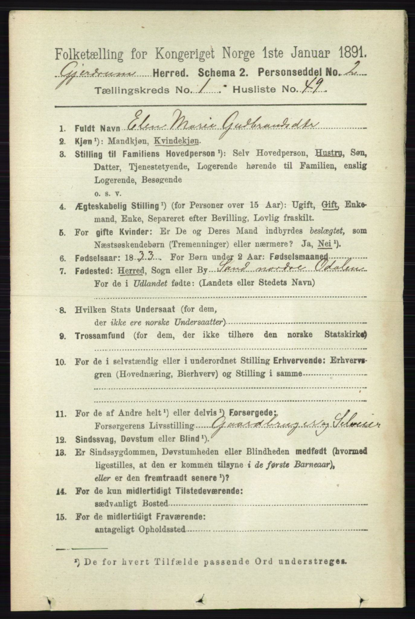 RA, 1891 census for 0234 Gjerdrum, 1891, p. 386