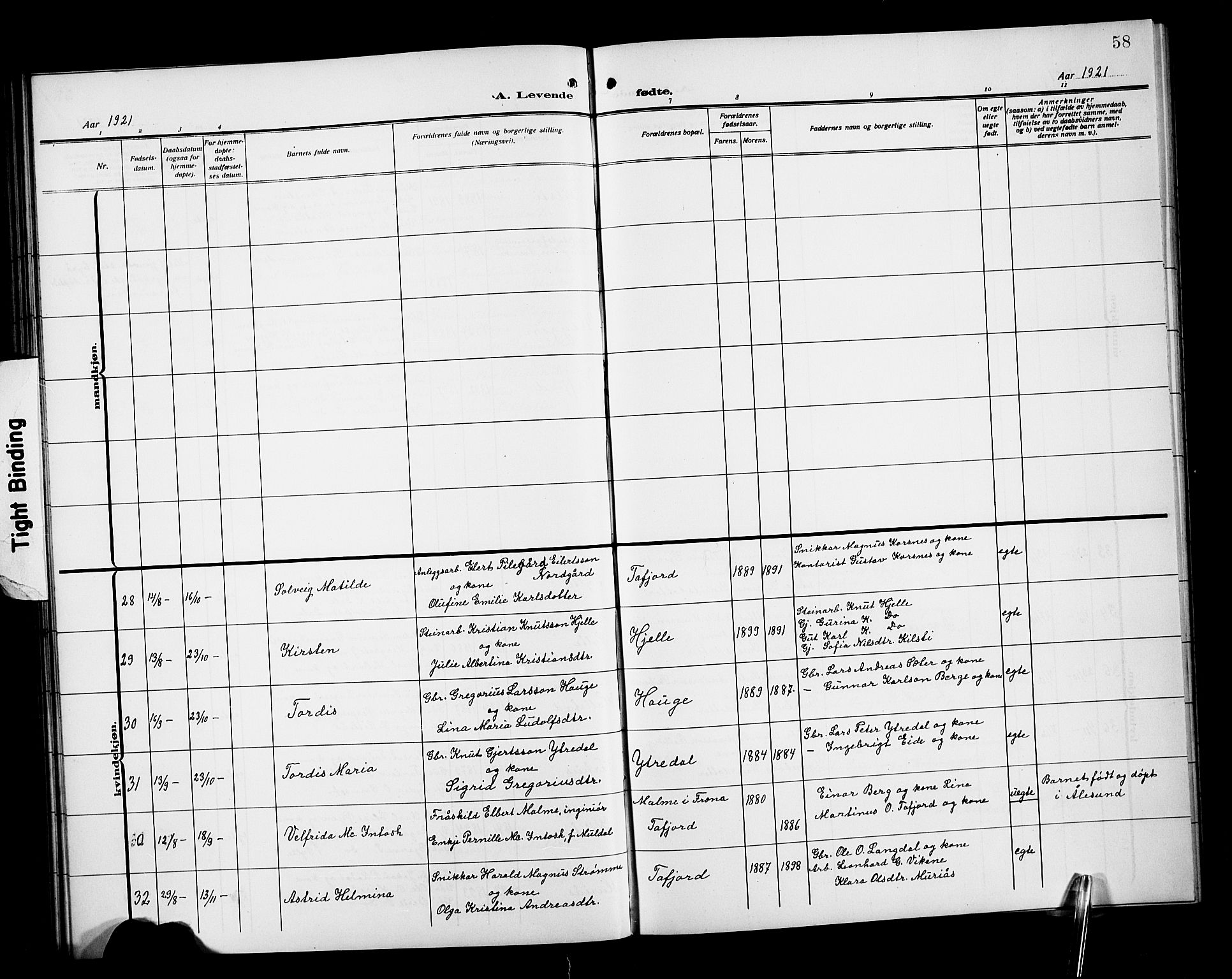 Ministerialprotokoller, klokkerbøker og fødselsregistre - Møre og Romsdal, AV/SAT-A-1454/519/L0265: Parish register (copy) no. 519C06, 1911-1921, p. 58