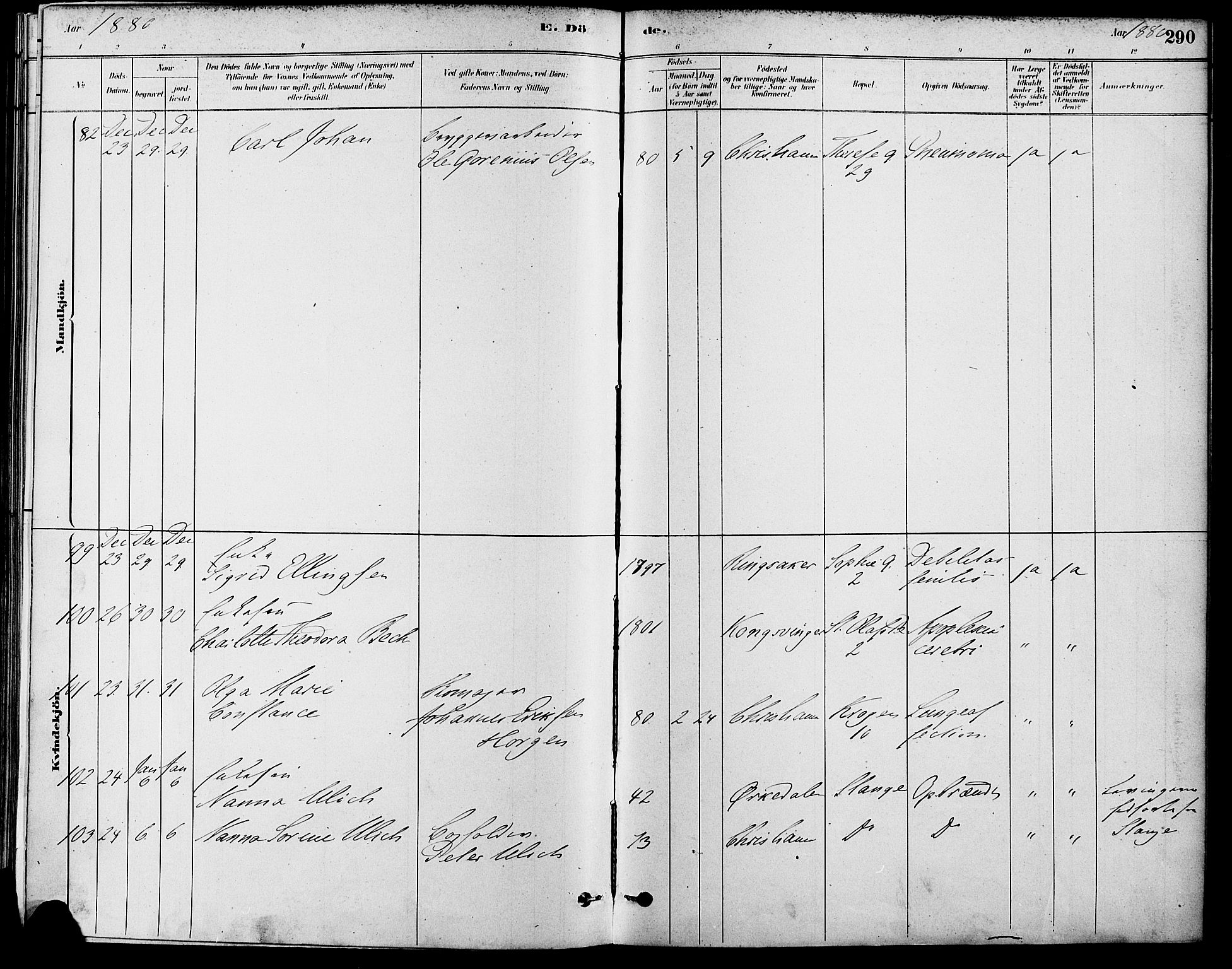 Gamle Aker prestekontor Kirkebøker, SAO/A-10617a/F/L0006: Parish register (official) no. 6, 1880-1887, p. 290