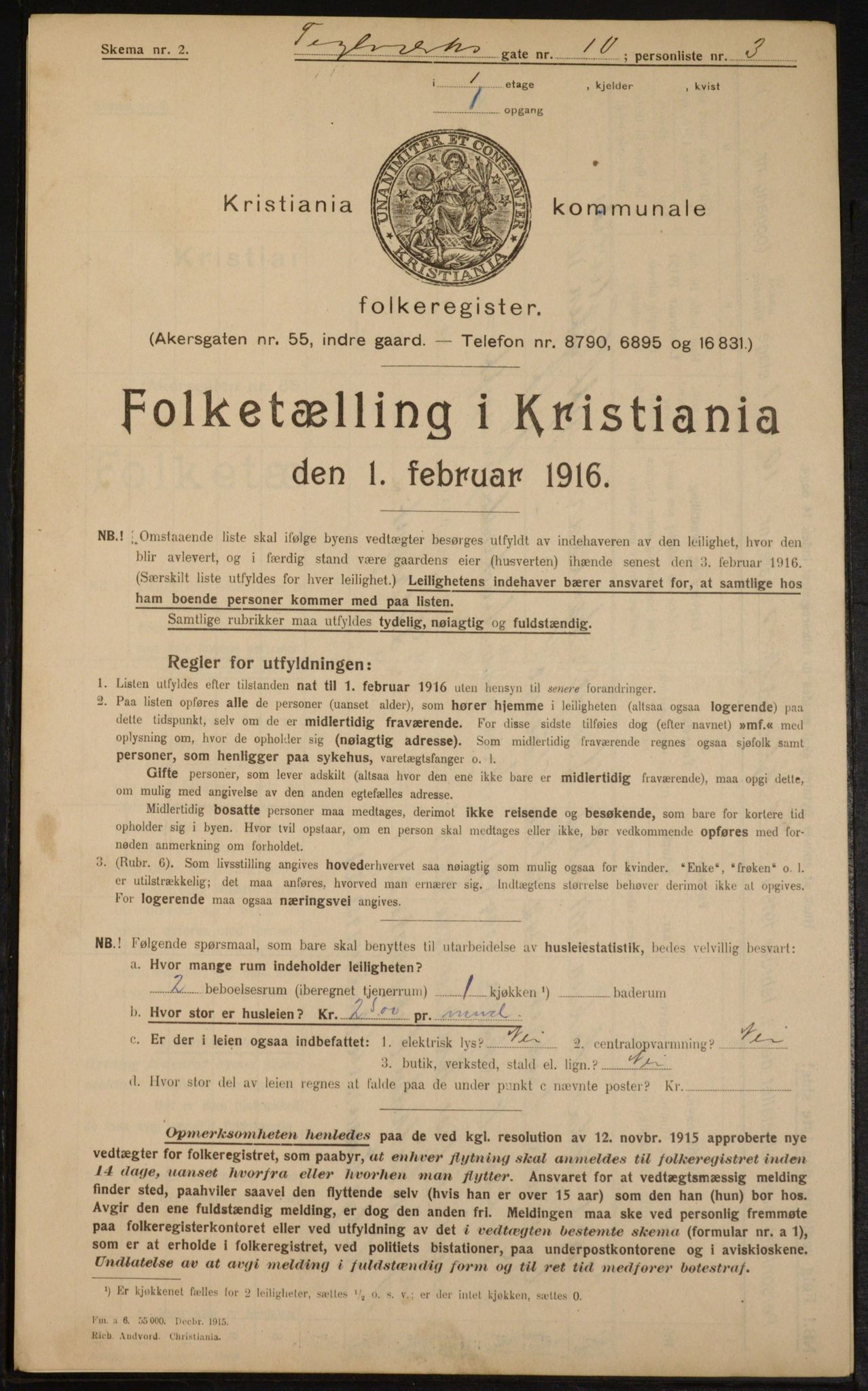 OBA, Municipal Census 1916 for Kristiania, 1916, p. 110495