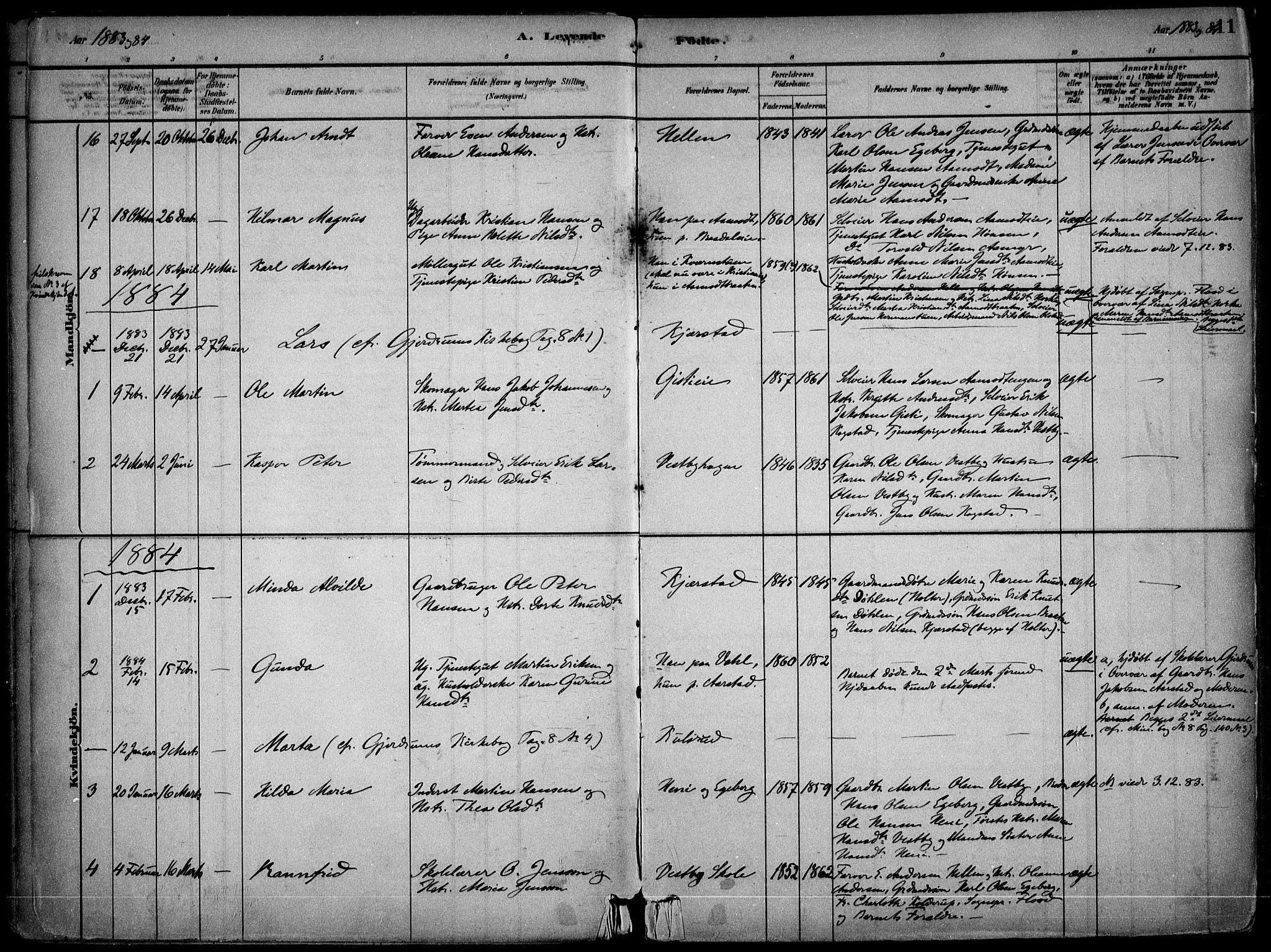 Gjerdrum prestekontor Kirkebøker, AV/SAO-A-10412b/F/Fb/L0001: Parish register (official) no. II 1, 1881-1921, p. 11