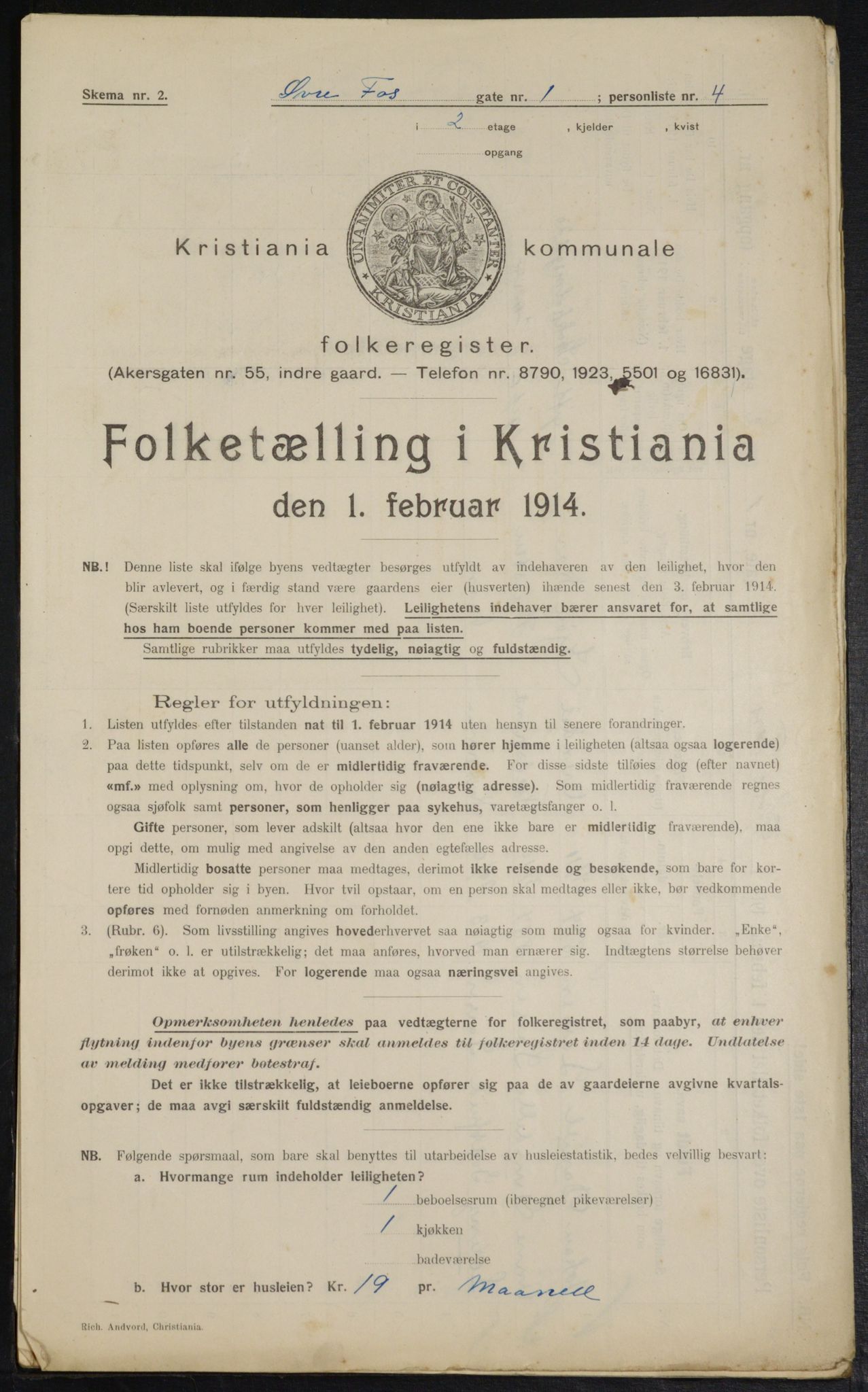 OBA, Municipal Census 1914 for Kristiania, 1914, p. 130510