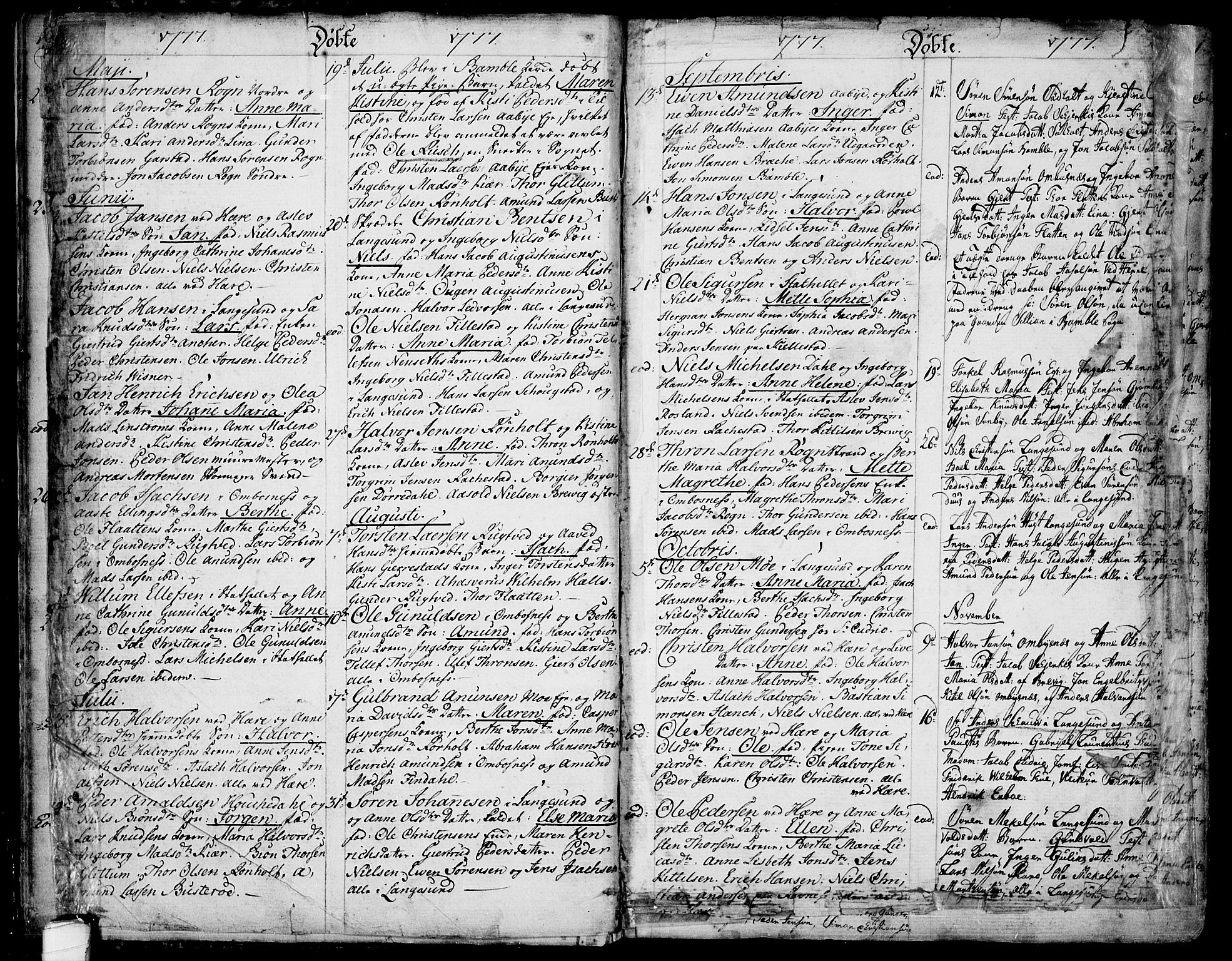 Bamble kirkebøker, SAKO/A-253/F/Fa/L0002: Parish register (official) no. I 2, 1775-1814, p. 18-19