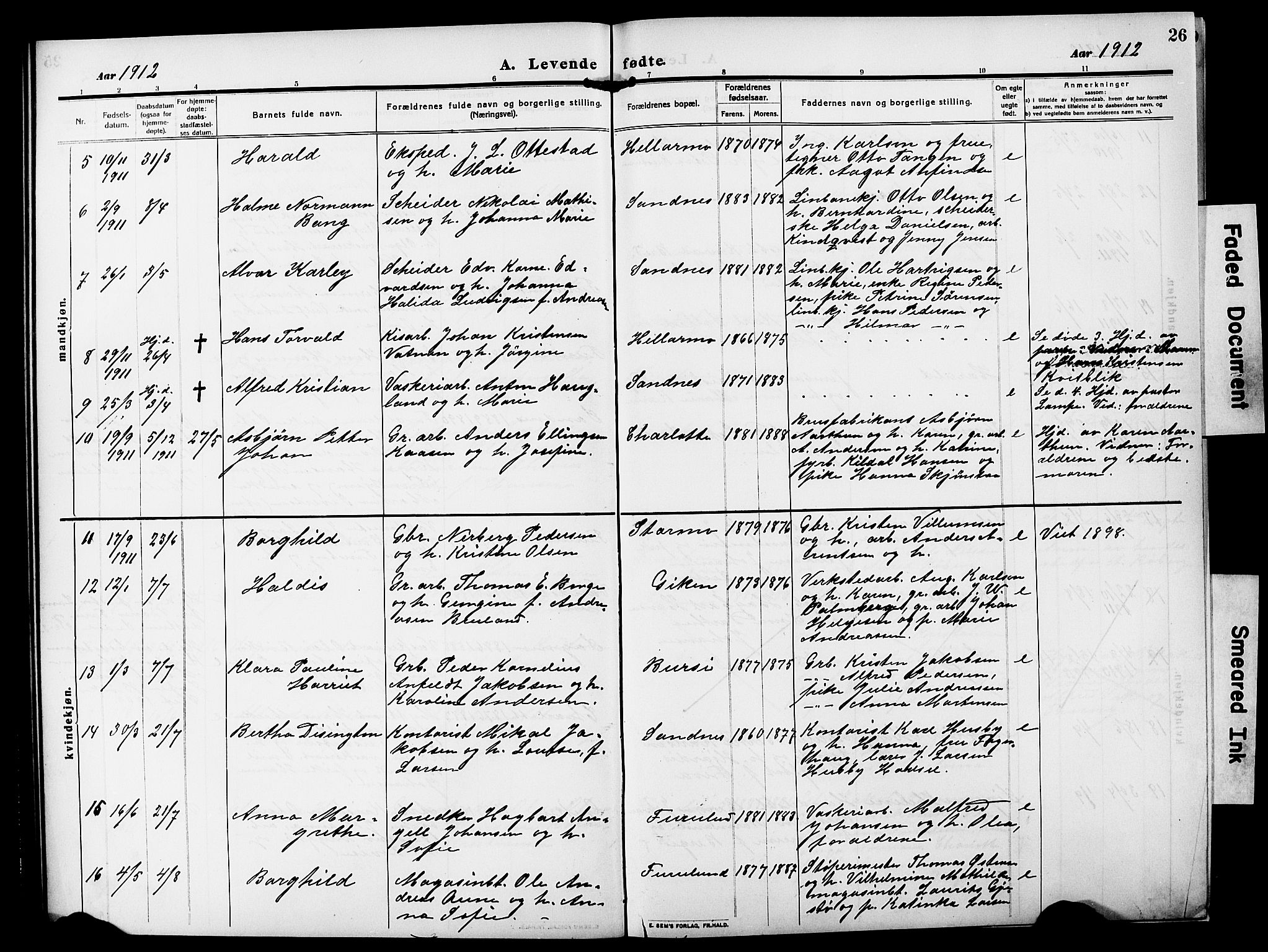 Ministerialprotokoller, klokkerbøker og fødselsregistre - Nordland, AV/SAT-A-1459/850/L0710: Parish register (official) no. 850A02, 1910-1920, p. 26