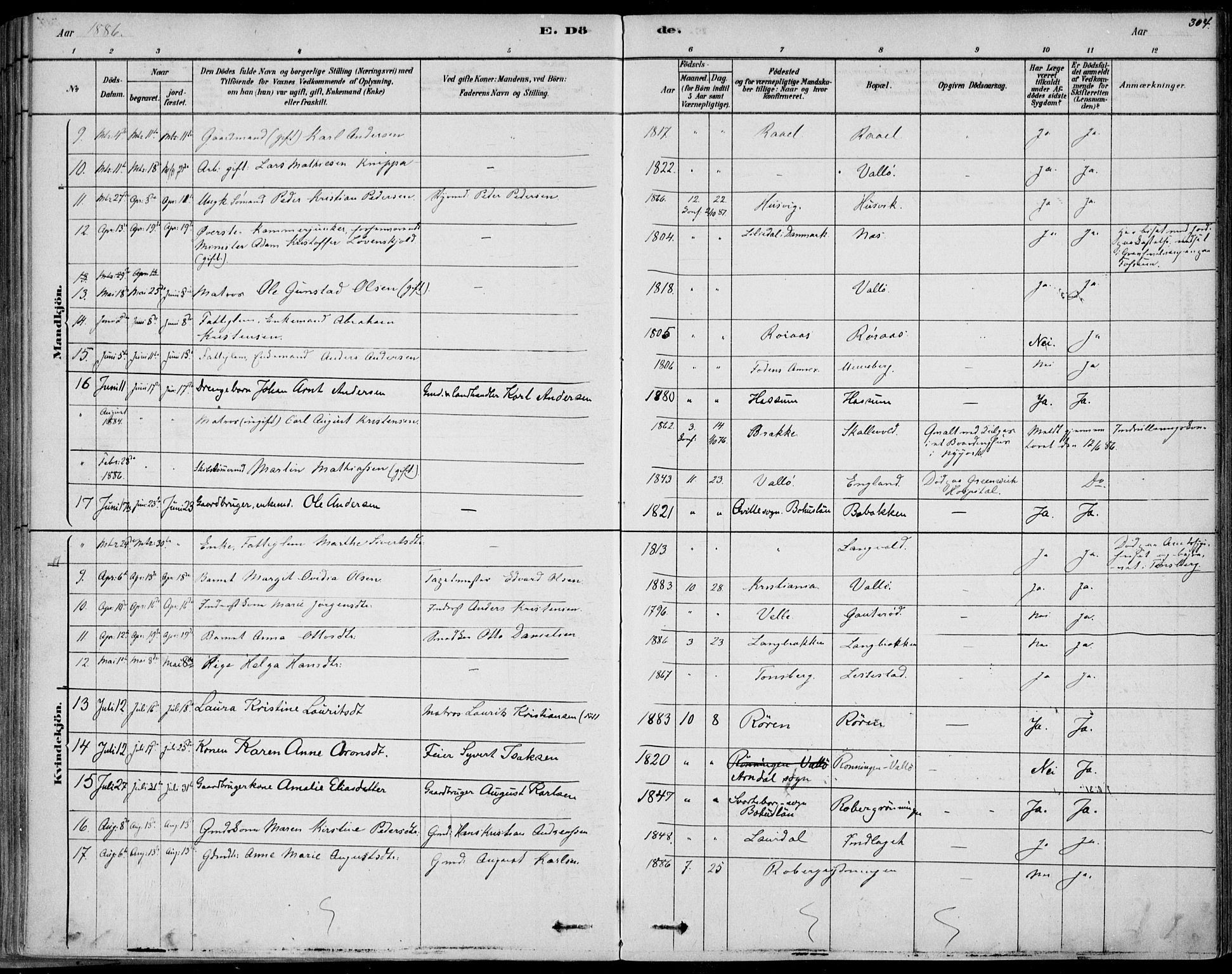 Sem kirkebøker, AV/SAKO-A-5/F/Fb/L0004: Parish register (official) no. II 4, 1878-1891, p. 304