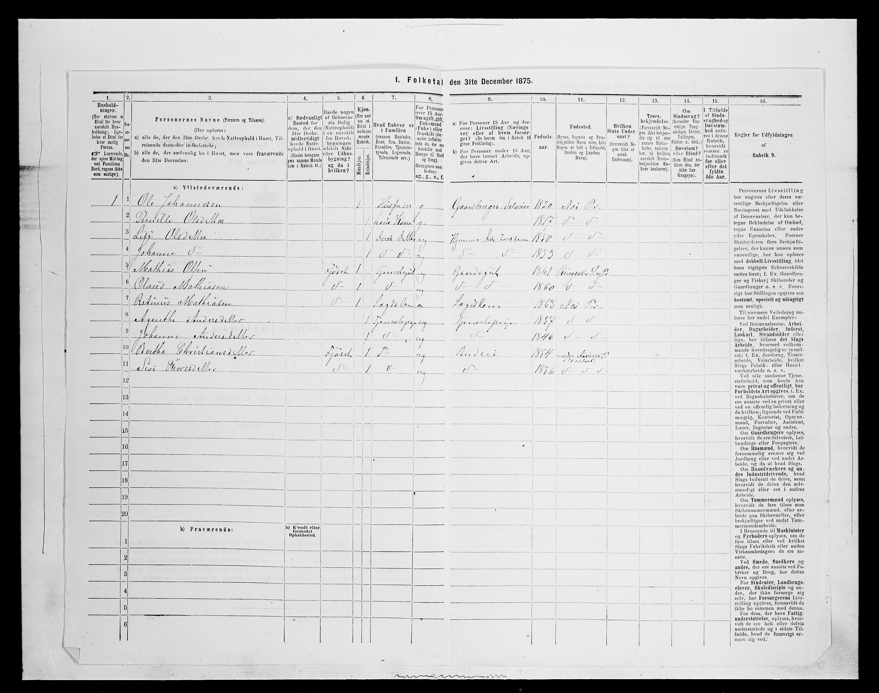 SAH, 1875 census for 0411P Nes, 1875, p. 446