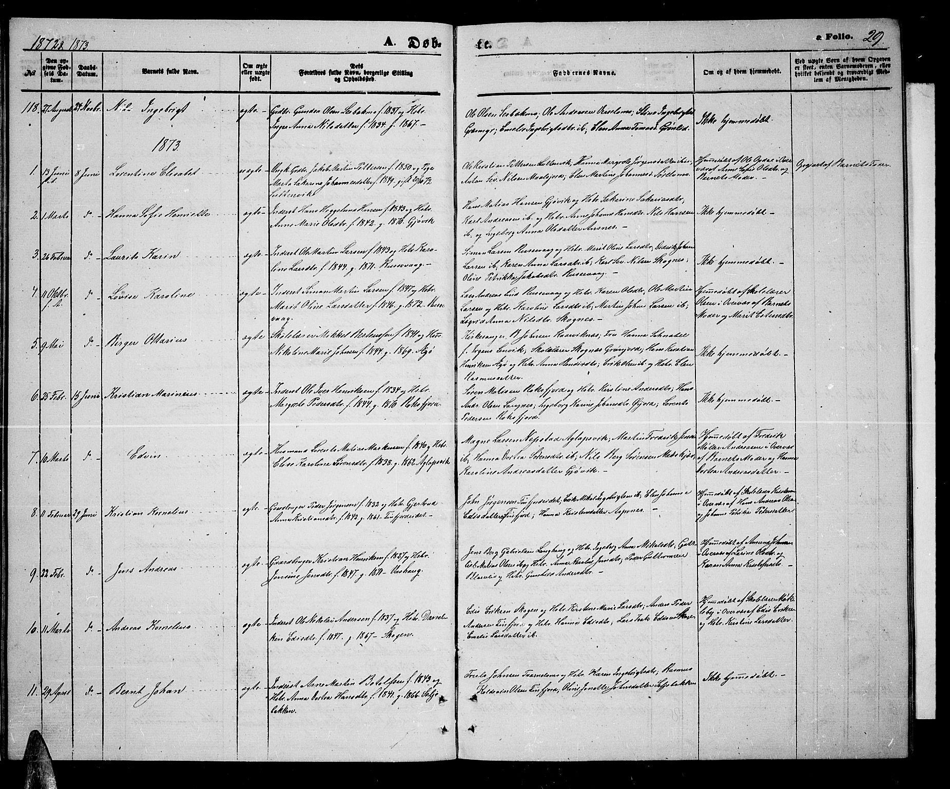 Lenvik sokneprestembete, SATØ/S-1310/H/Ha/Hab/L0005klokker: Parish register (copy) no. 5, 1870-1880, p. 29