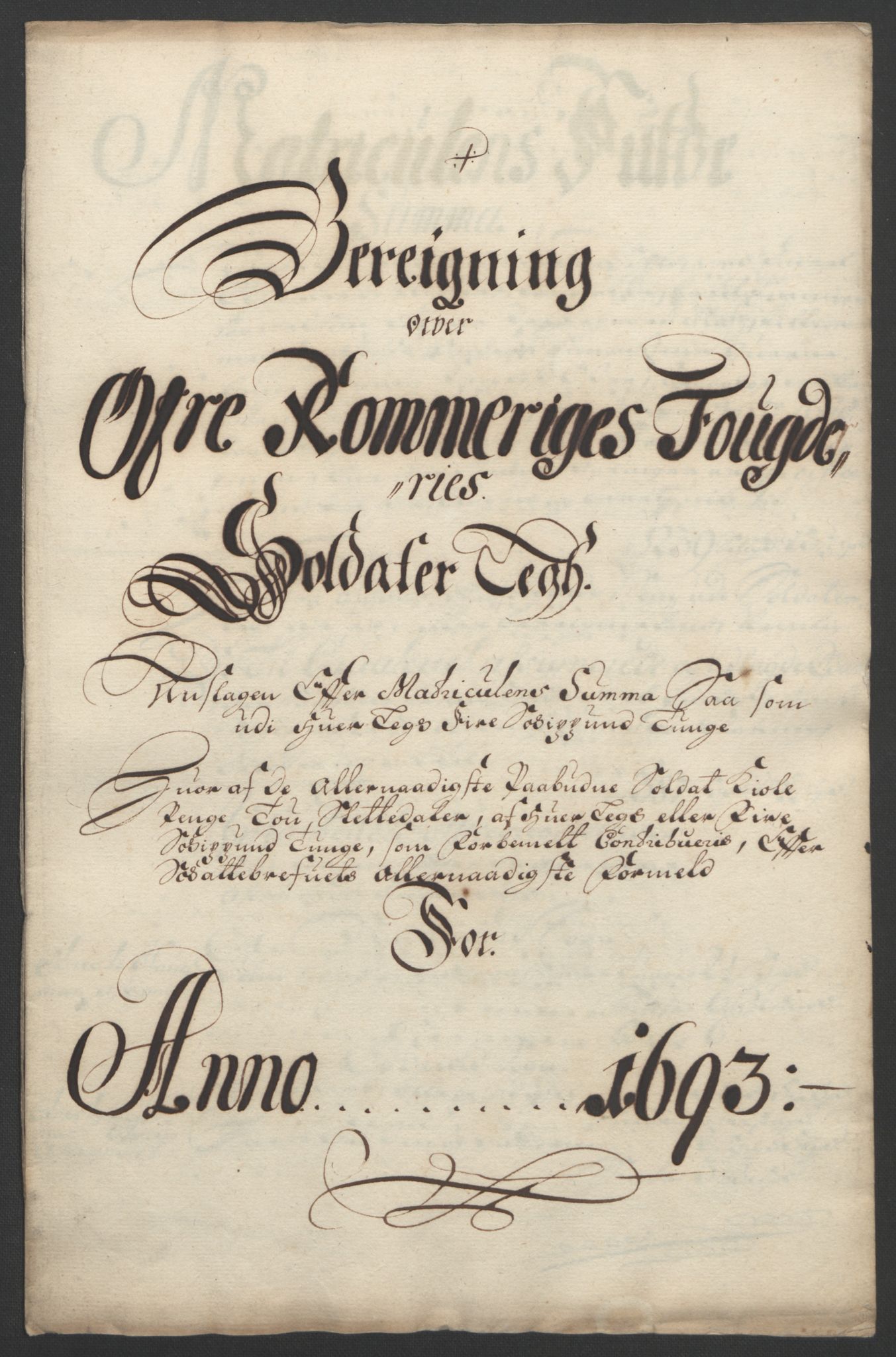 Rentekammeret inntil 1814, Reviderte regnskaper, Fogderegnskap, RA/EA-4092/R12/L0705: Fogderegnskap Øvre Romerike, 1693, p. 218