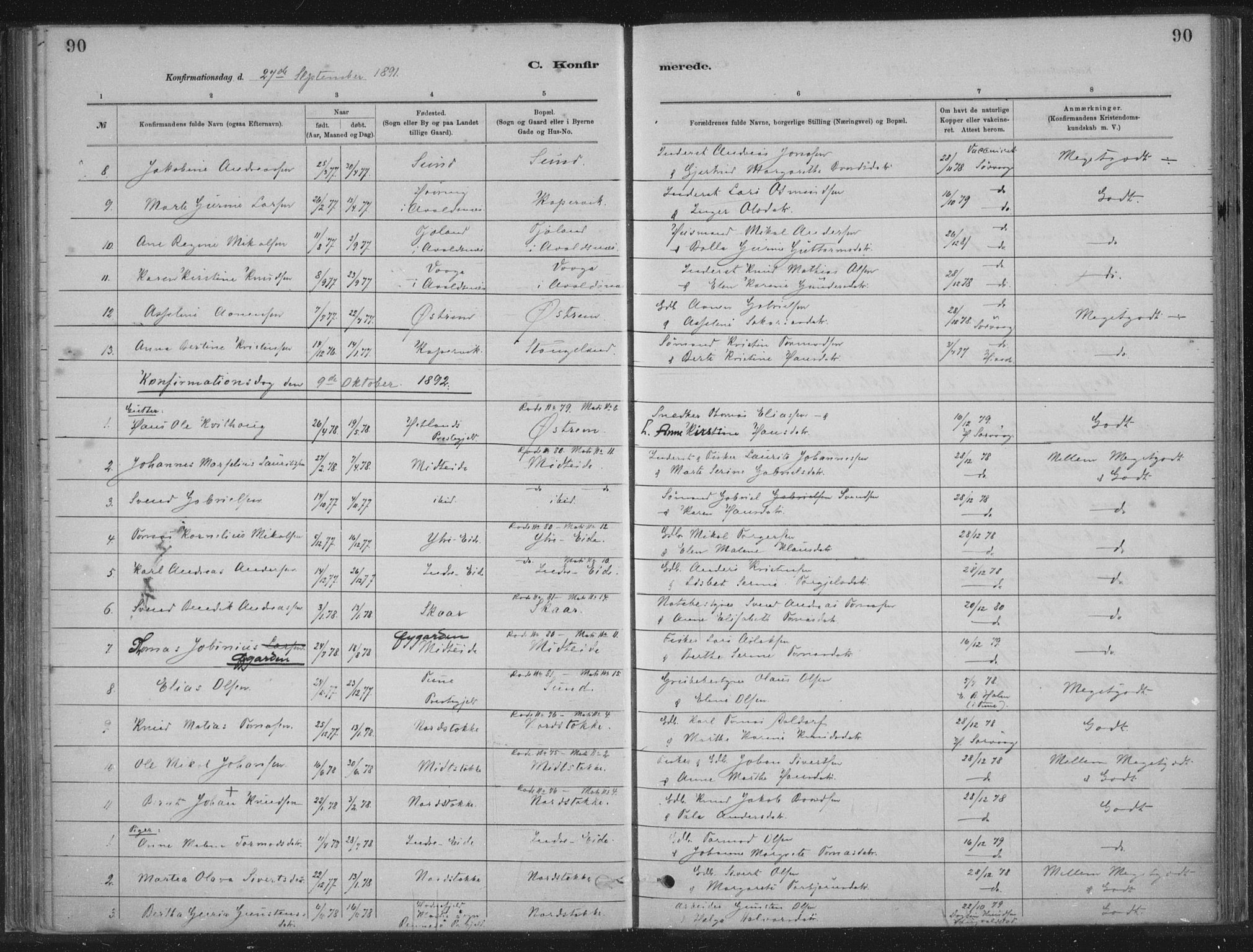 Kopervik sokneprestkontor, SAST/A-101850/H/Ha/Haa/L0002: Parish register (official) no. A 2, 1880-1912, p. 90