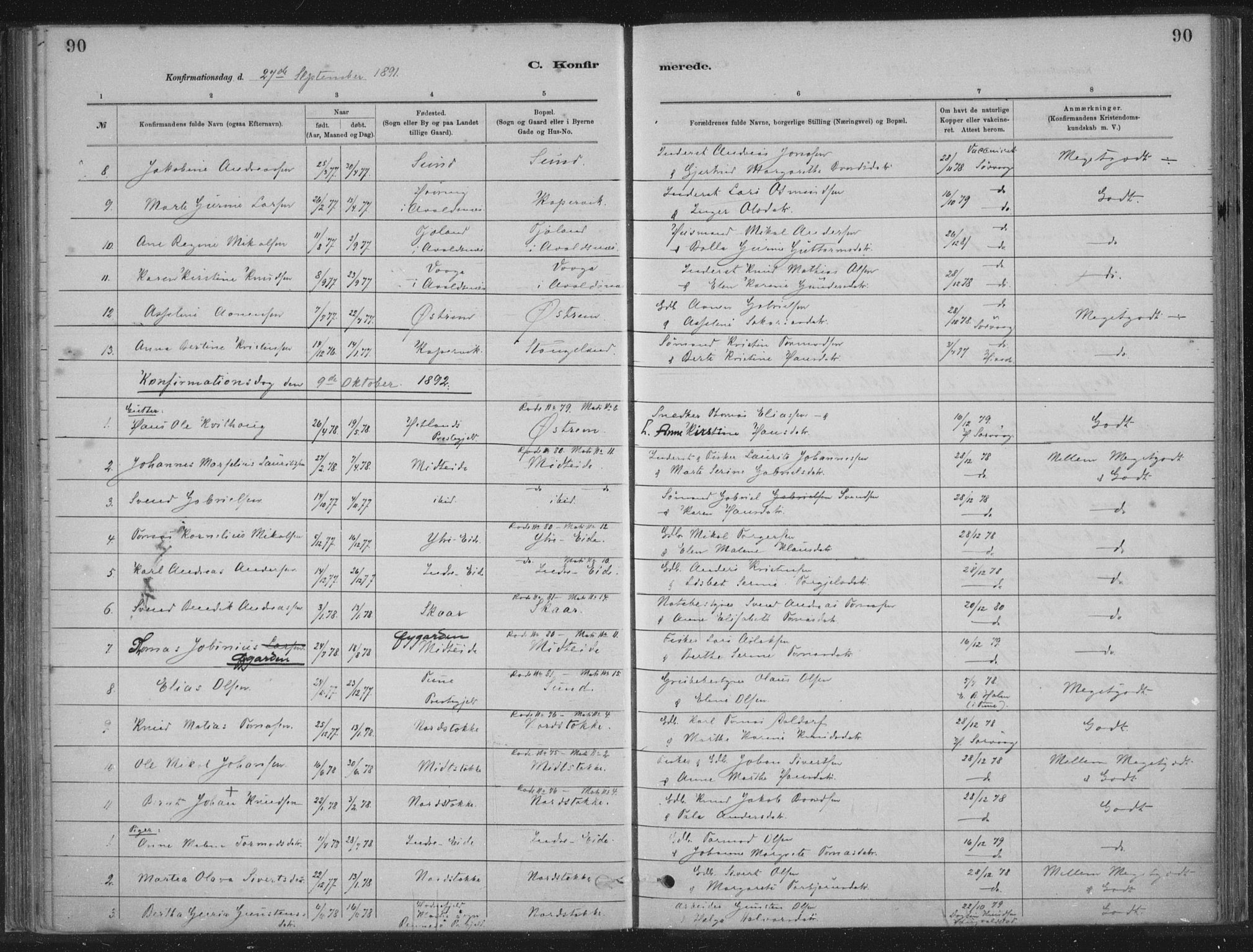 Kopervik sokneprestkontor, AV/SAST-A-101850/H/Ha/Haa/L0002: Parish register (official) no. A 2, 1880-1912, p. 90