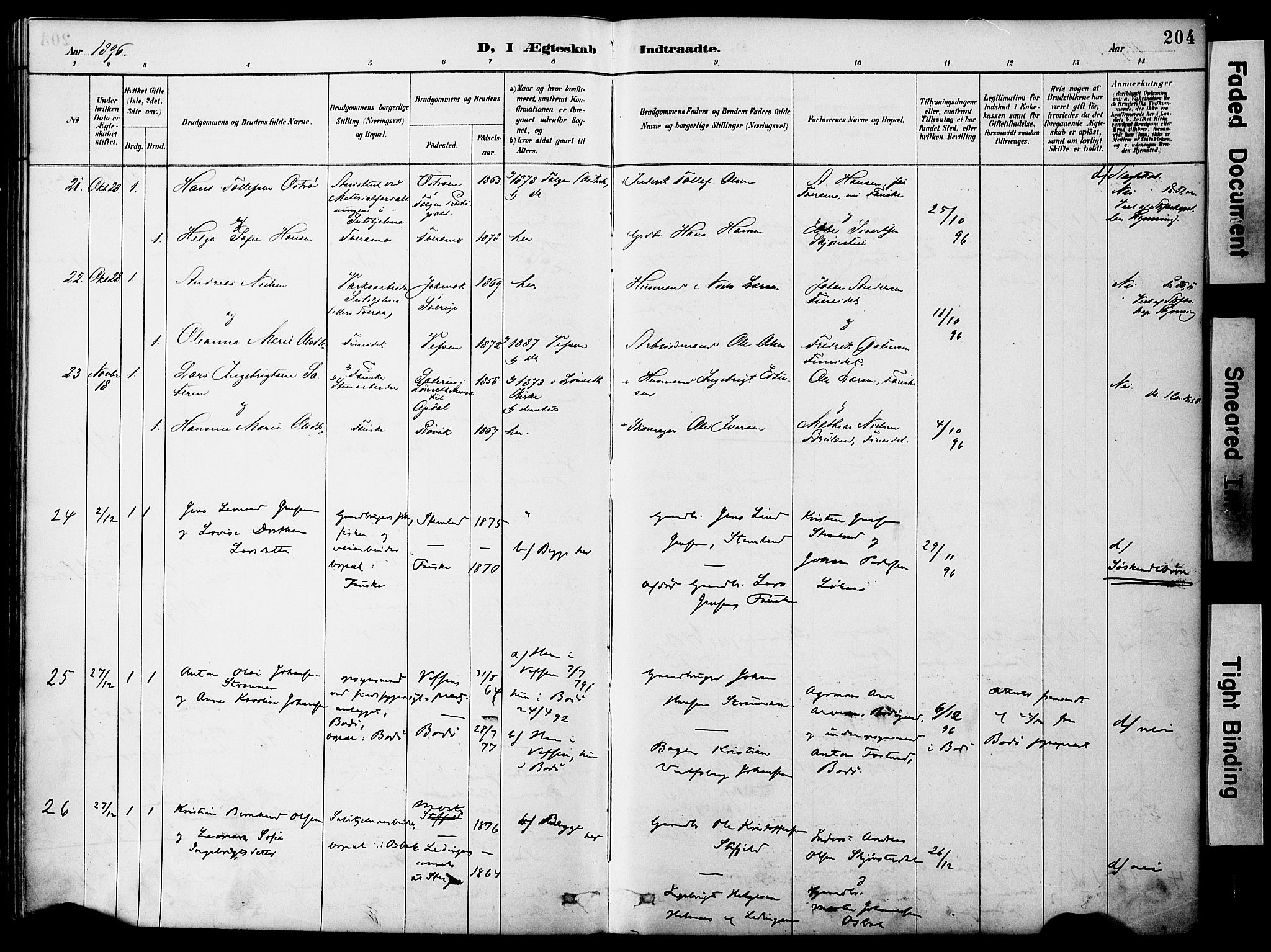 Ministerialprotokoller, klokkerbøker og fødselsregistre - Nordland, AV/SAT-A-1459/849/L0690: Parish register (official) no. 849A02, 1890-1897, p. 204