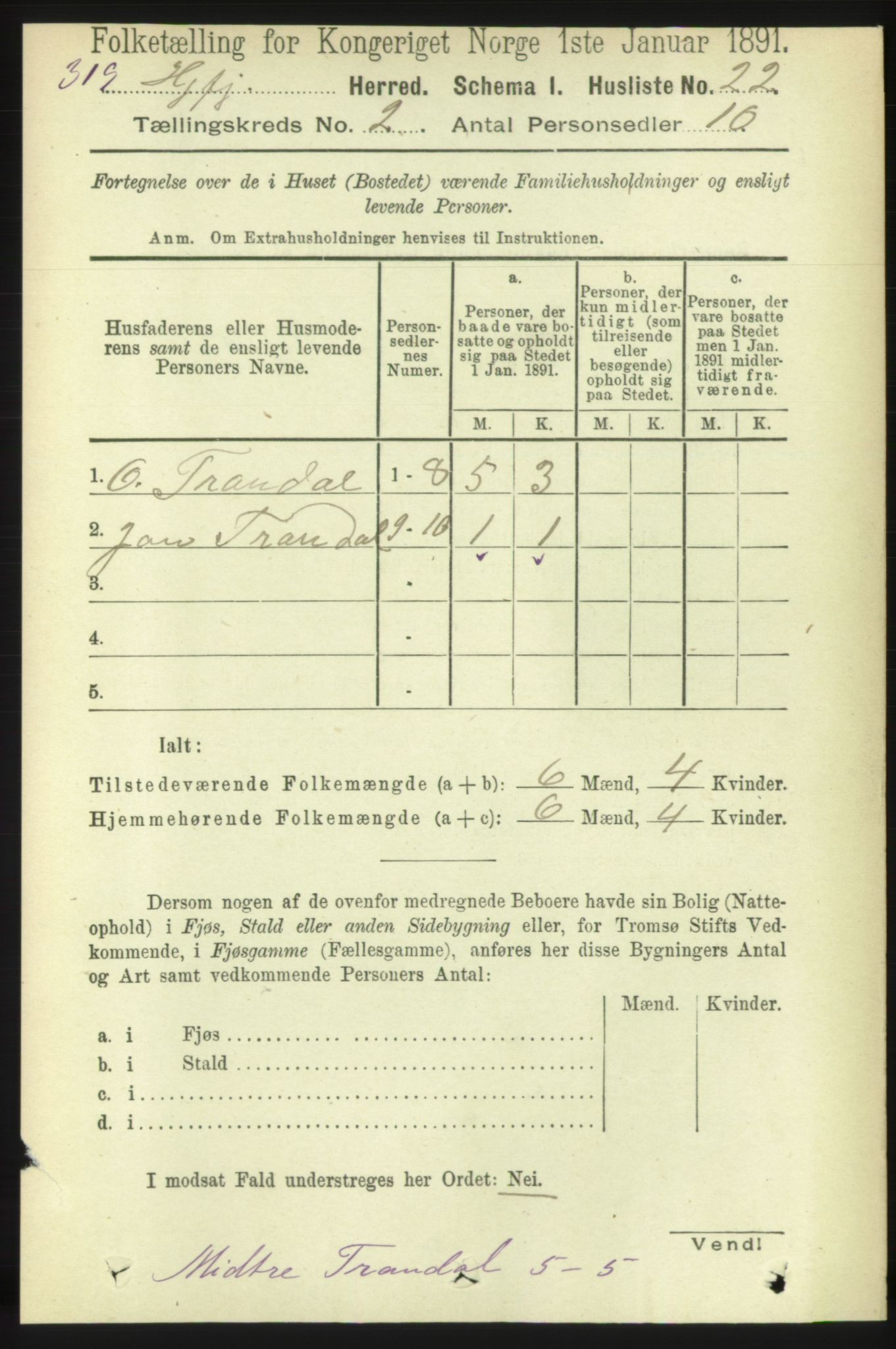 RA, 1891 census for 1522 Hjørundfjord, 1891, p. 236