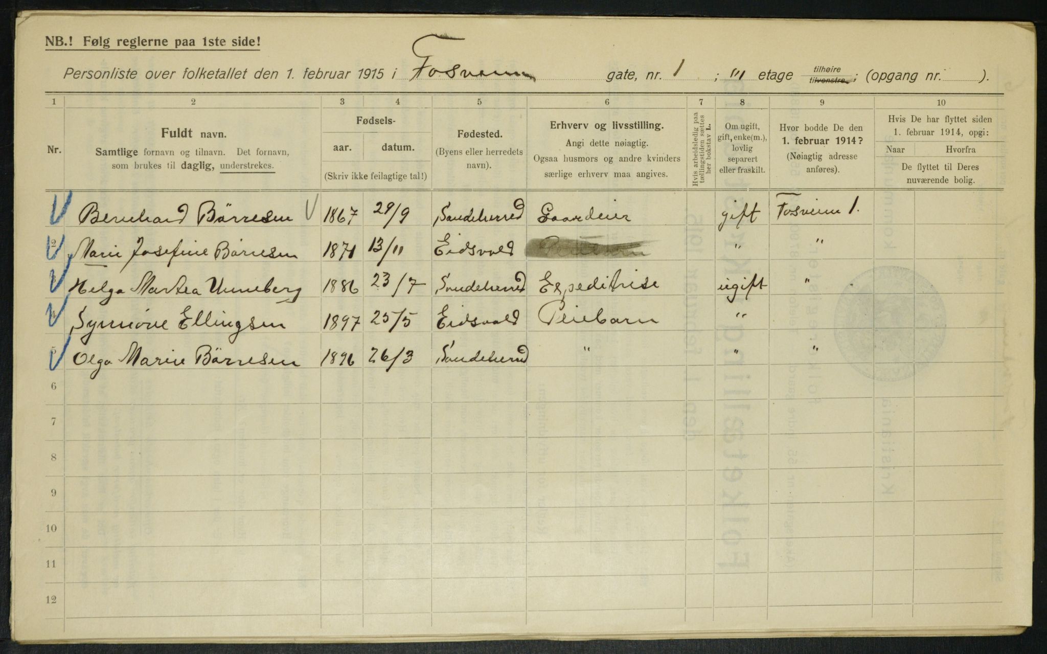 OBA, Municipal Census 1915 for Kristiania, 1915, p. 24221