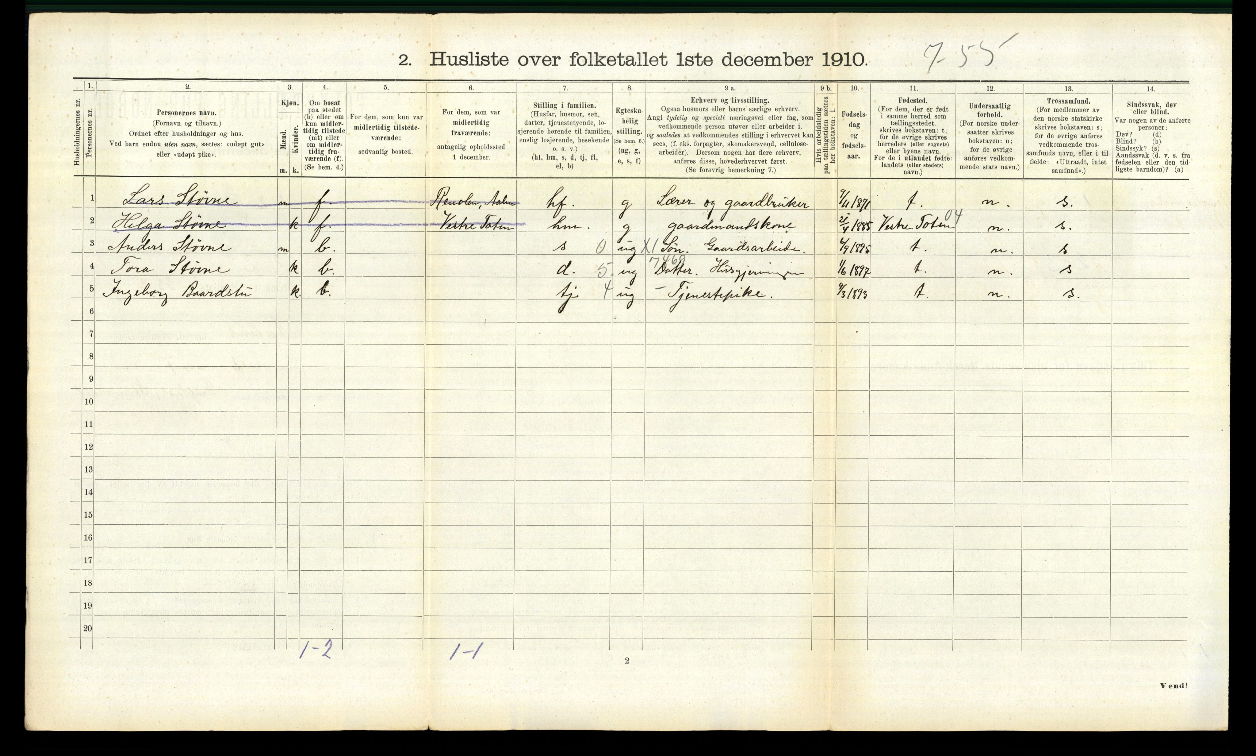 RA, 1910 census for Ålen, 1910, p. 298