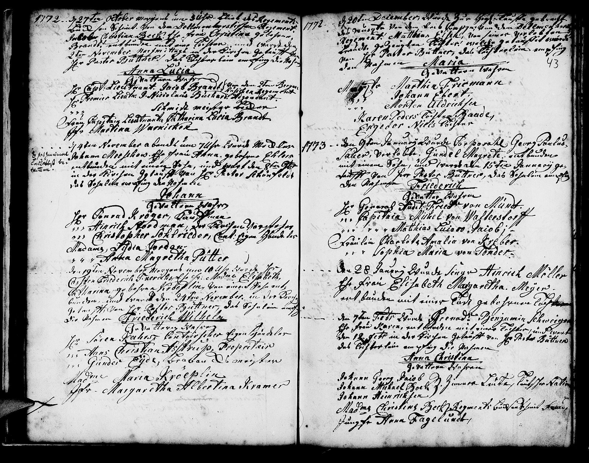 Mariakirken Sokneprestembete, SAB/A-76901/H/Haa/L0001: Parish register (official) no. A 1, 1740-1784, p. 43