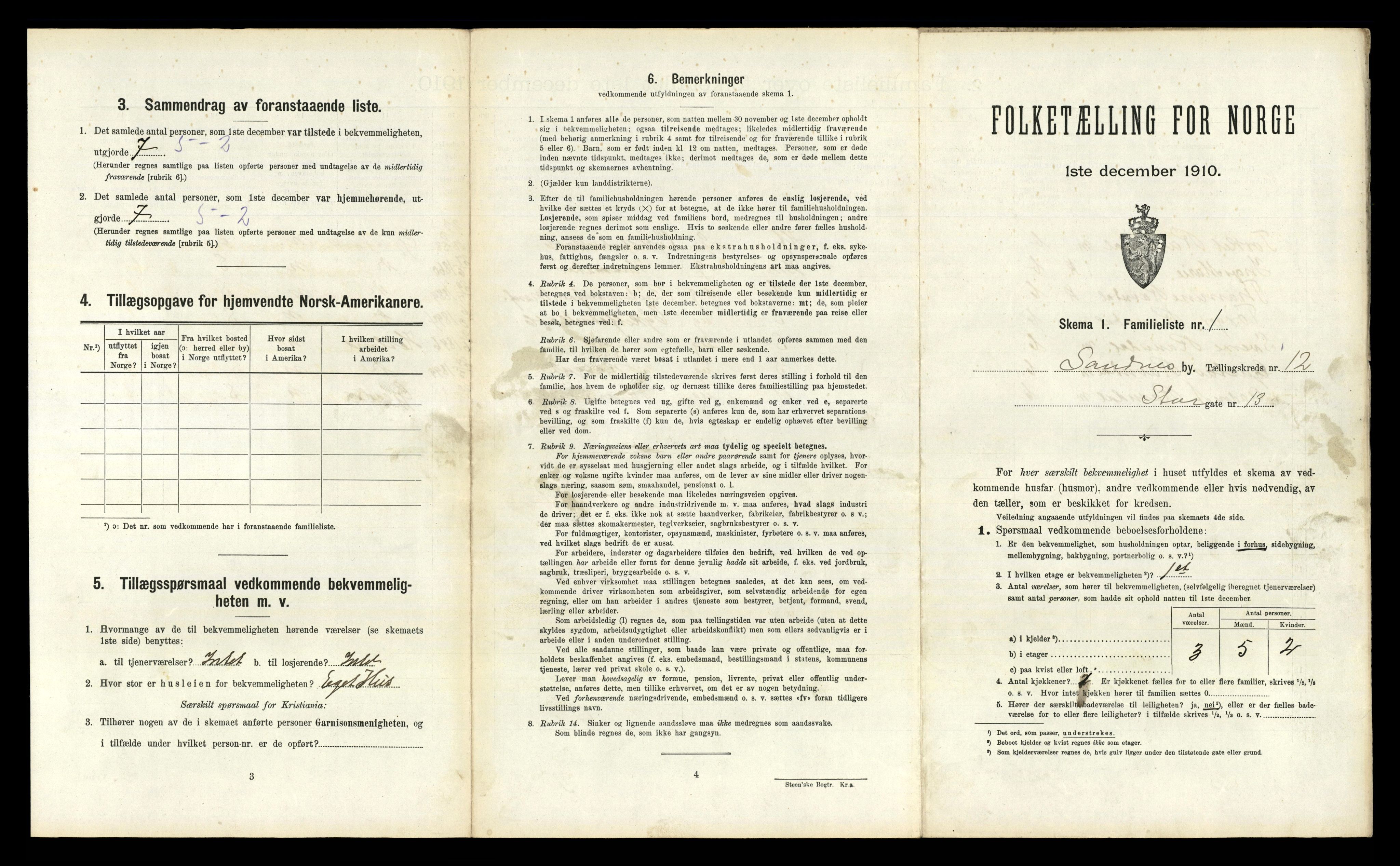 RA, 1910 census for Sandnes, 1910, p. 1298