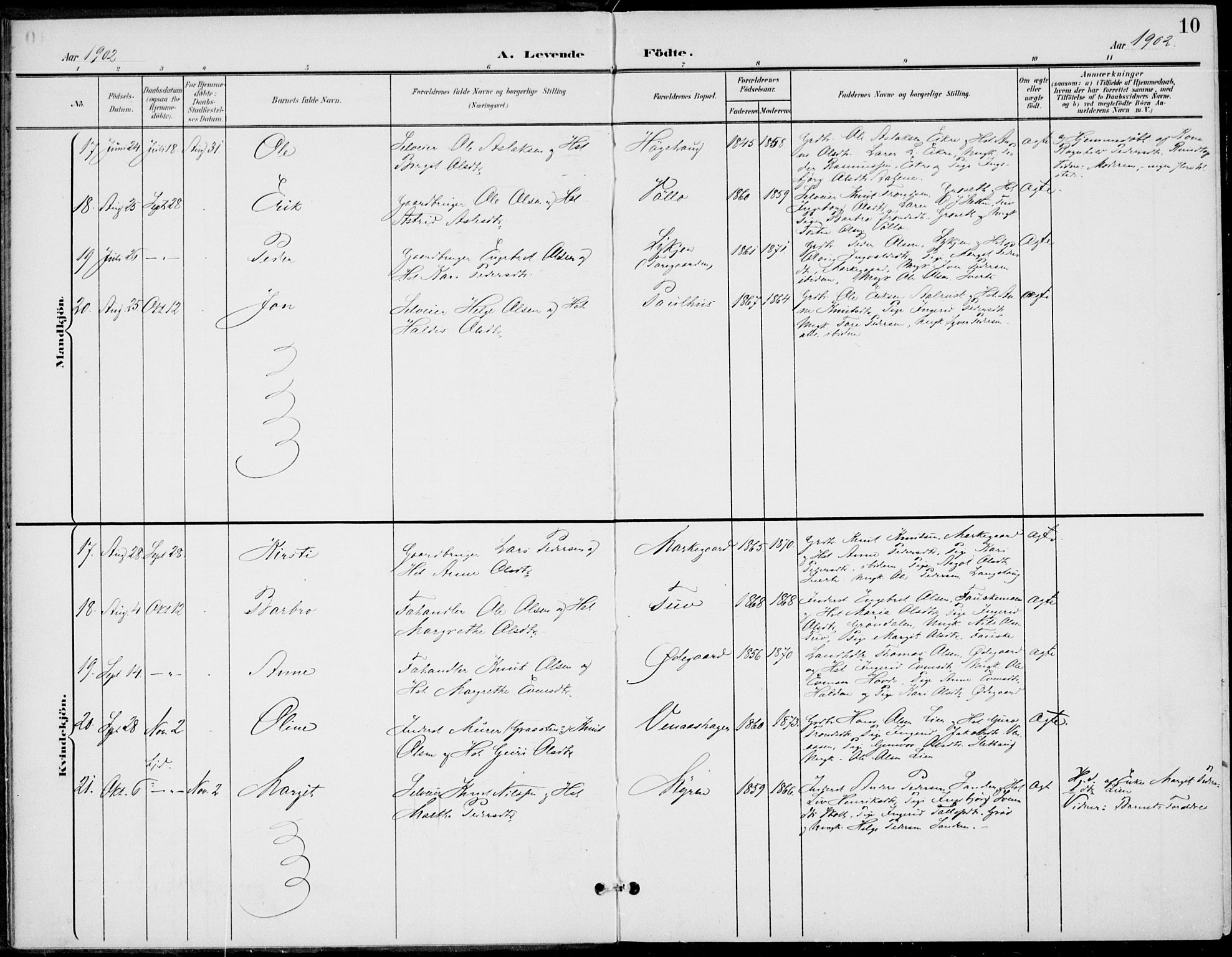 Gol kirkebøker, AV/SAKO-A-226/F/Fb/L0002: Parish register (official) no. II 2, 1900-1921, p. 10