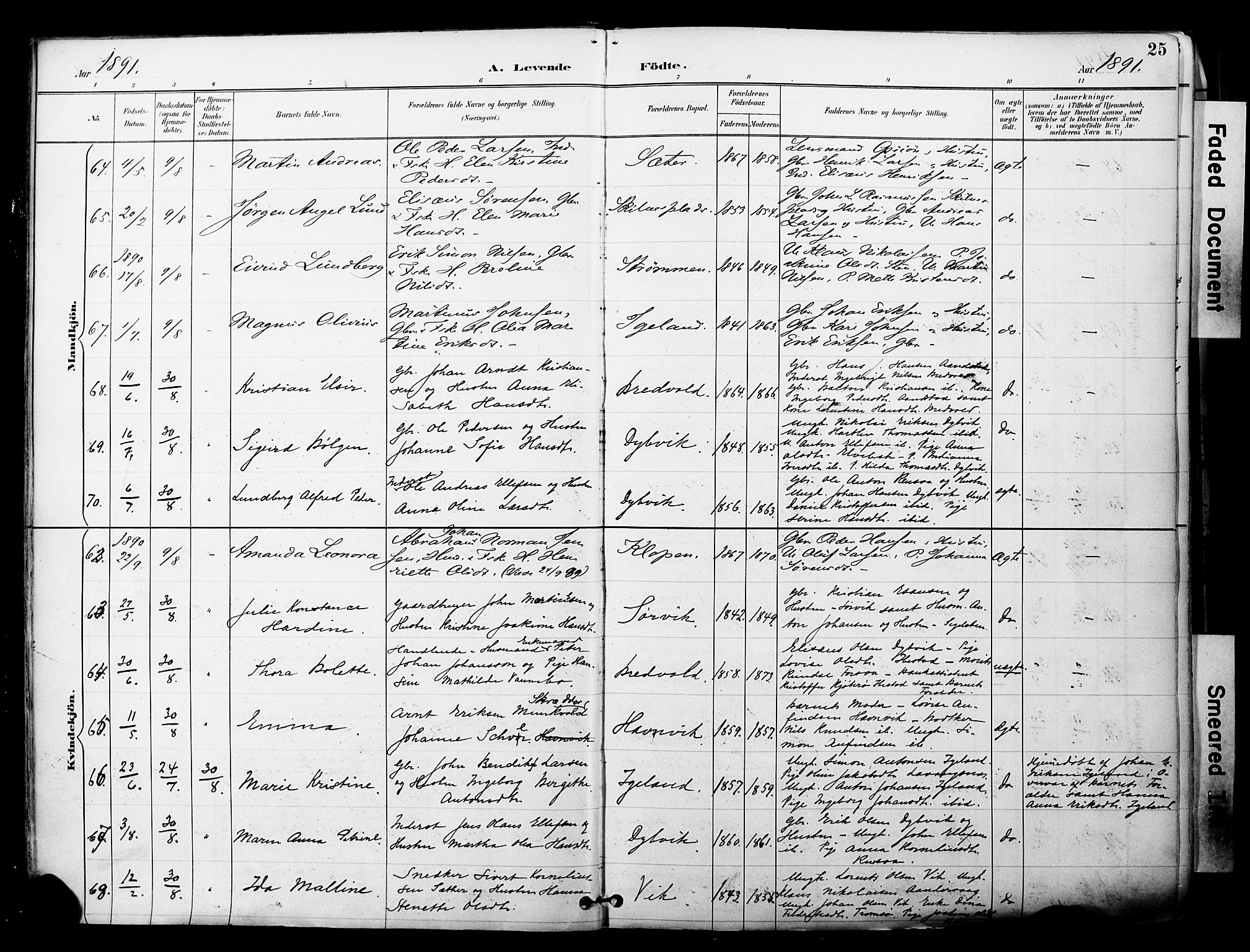 Ibestad sokneprestembete, SATØ/S-0077/H/Ha/Haa/L0012kirke: Parish register (official) no. 12, 1890-1900, p. 25