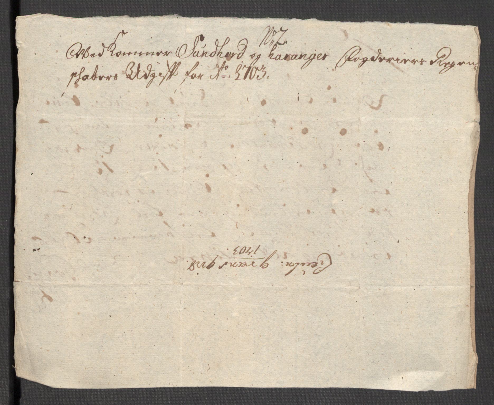 Rentekammeret inntil 1814, Reviderte regnskaper, Fogderegnskap, AV/RA-EA-4092/R48/L2981: Fogderegnskap Sunnhordland og Hardanger, 1703, p. 207