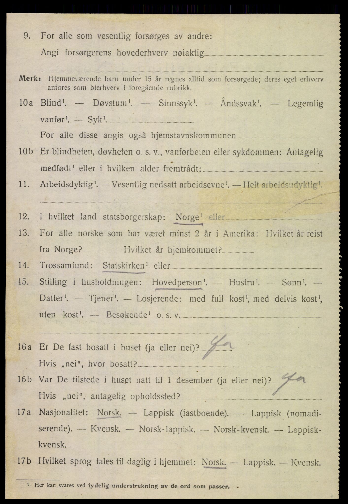 SAT, 1920 census for Hamarøy, 1920, p. 3673