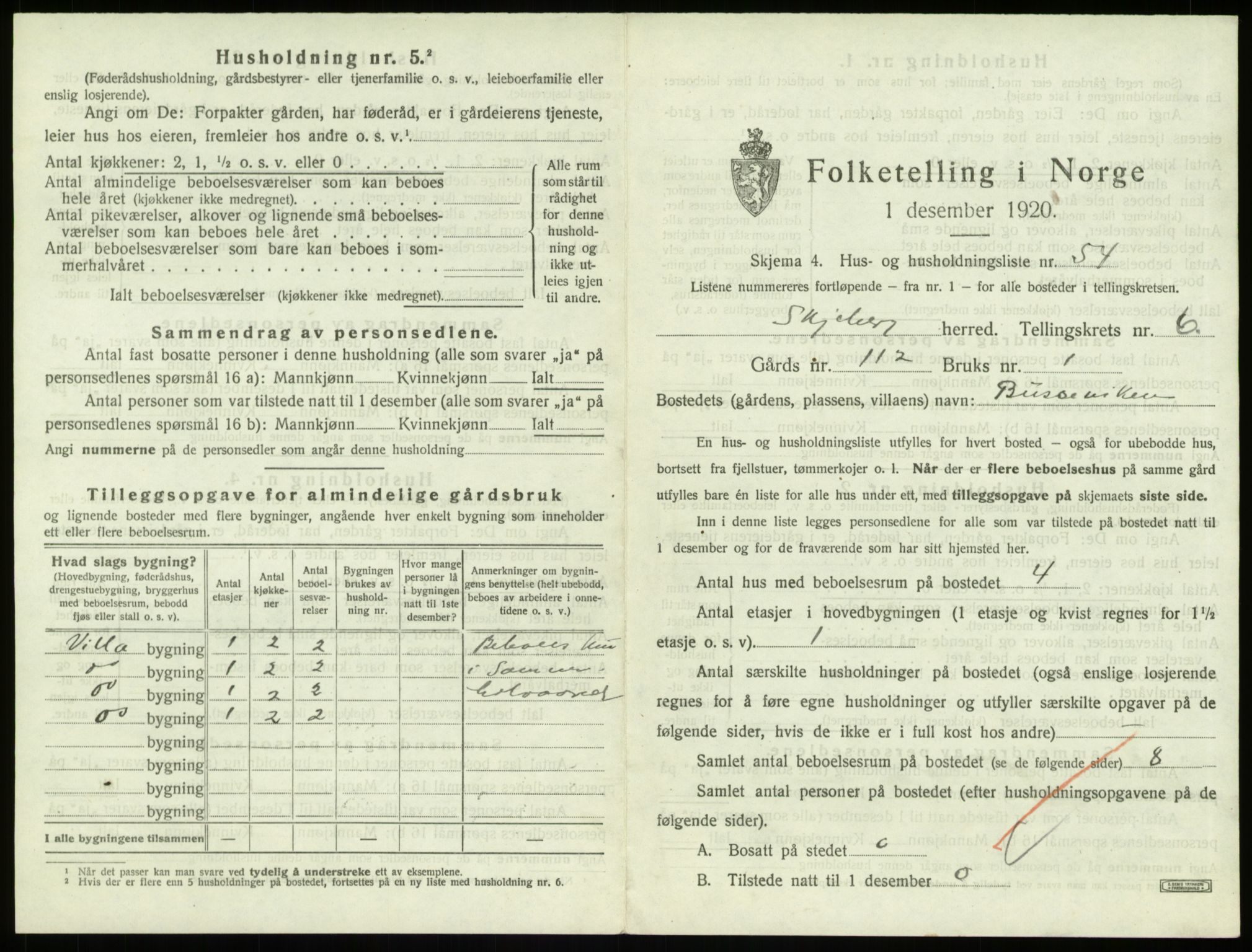 SAO, 1920 census for Skjeberg, 1920, p. 884