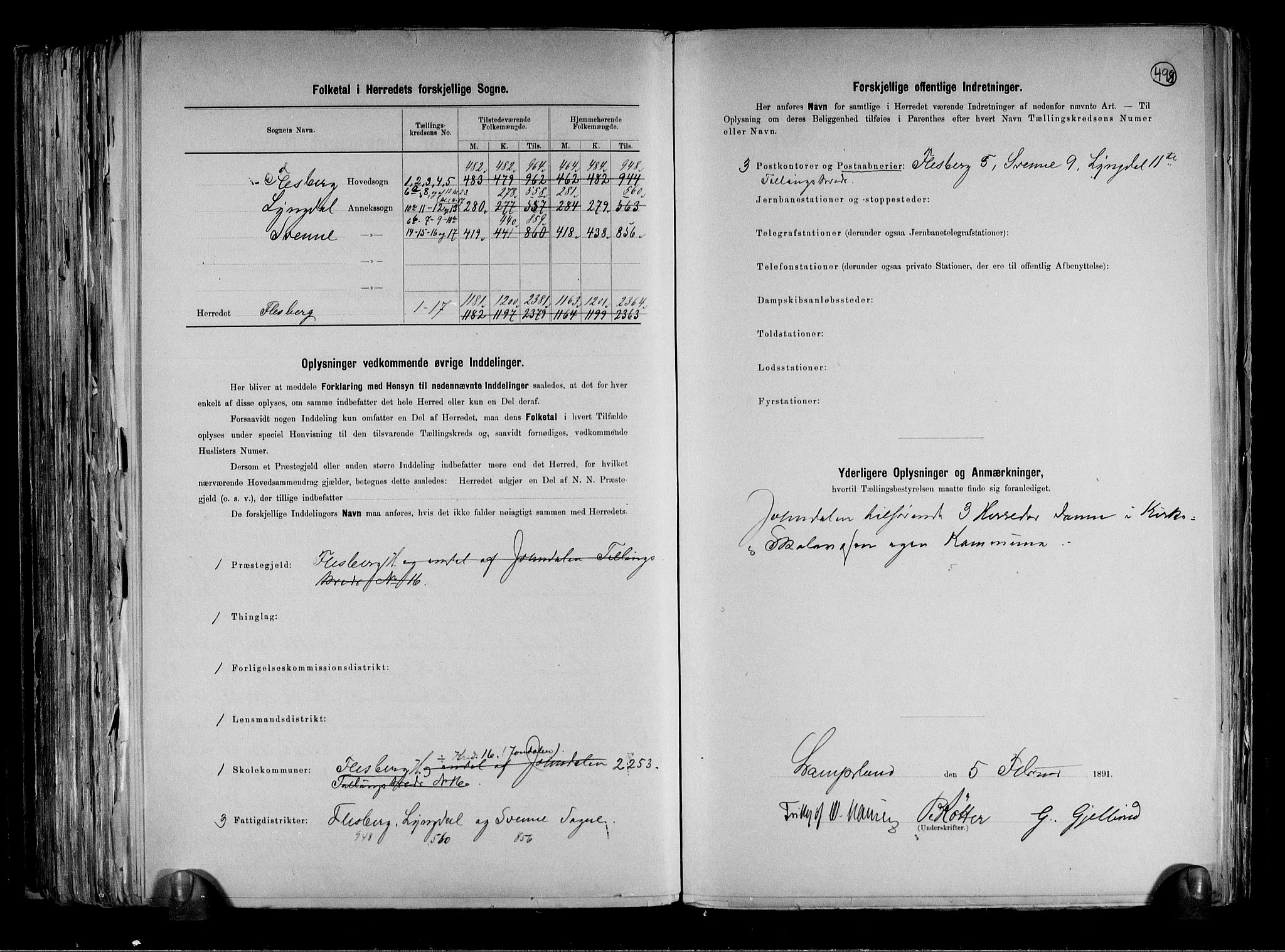 RA, 1891 census for 0631 Flesberg, 1891, p. 3